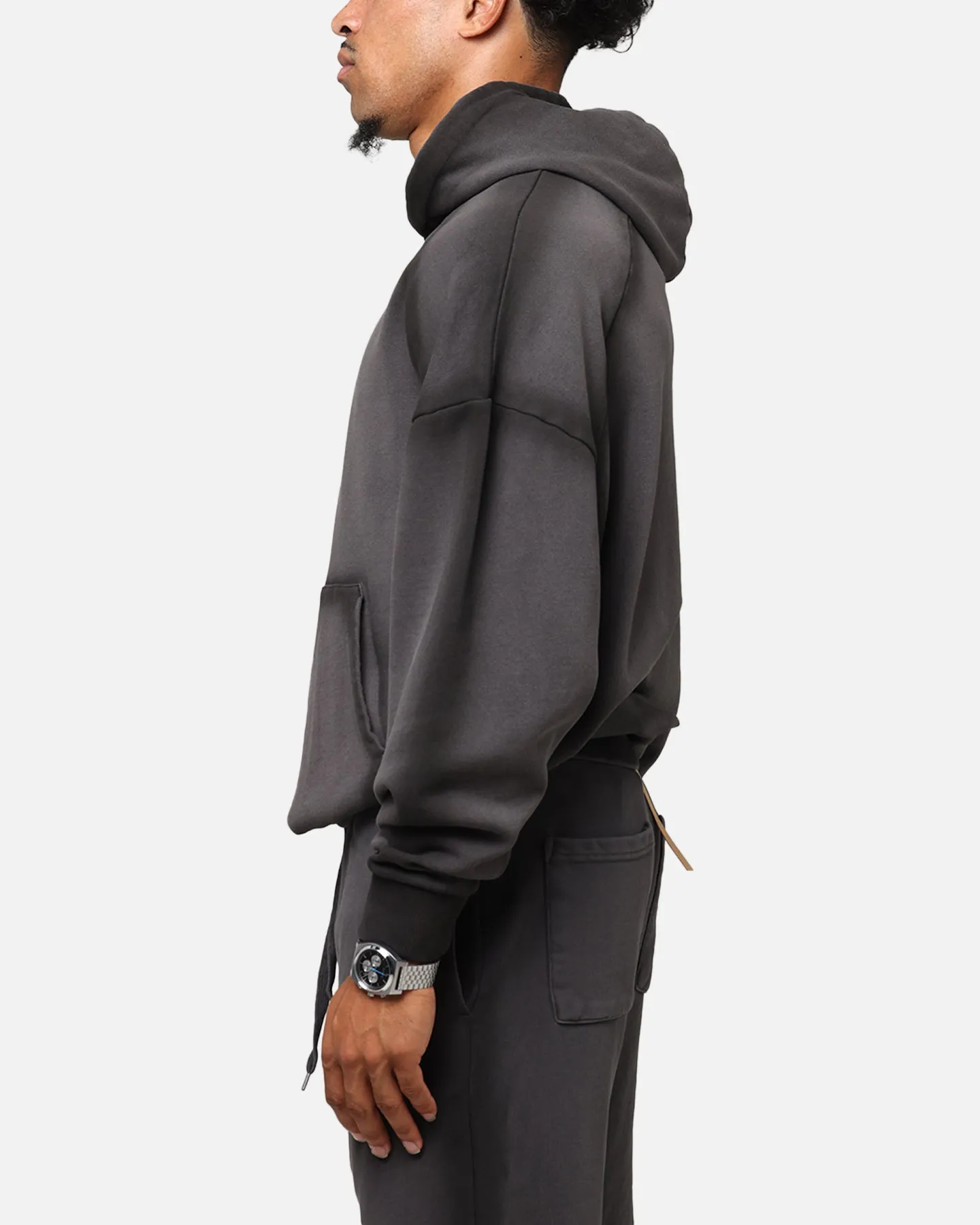 Saint Morta Kontrast-Wasch Hoodie Schwarz gewaschen