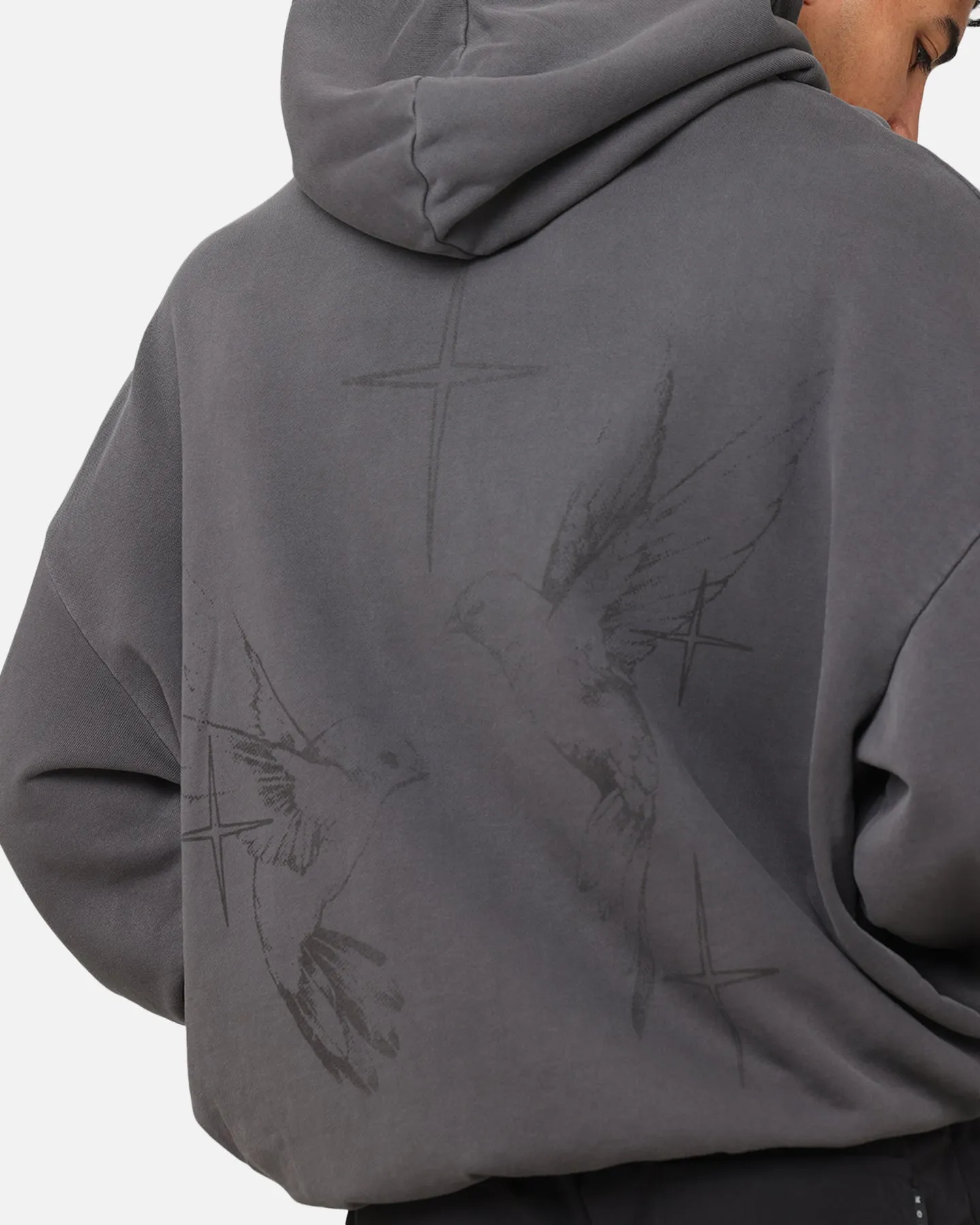 Saint Morta Destiny Rising Boxy Hoodie Gewaschen Schwarz
