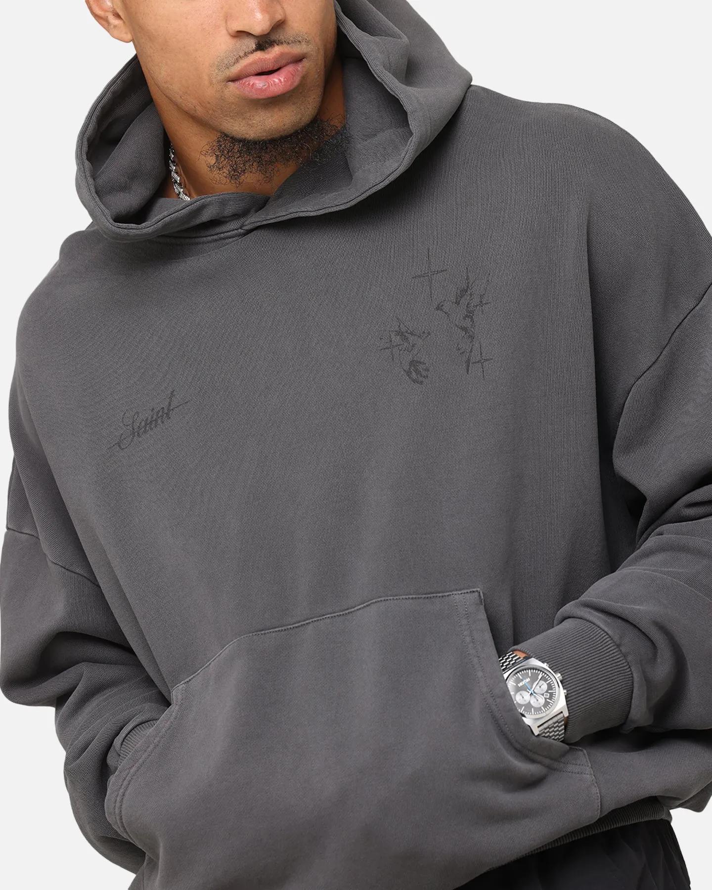 Saint Morta Destiny Rising Boxy Hoodie Gewaschen Schwarz