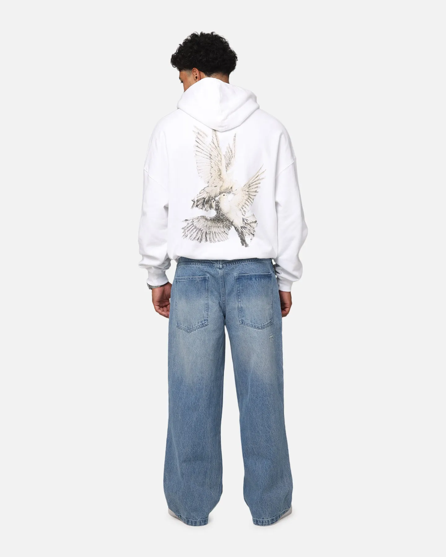 Saint Morta Tauben Vintage Hoodie Weiß