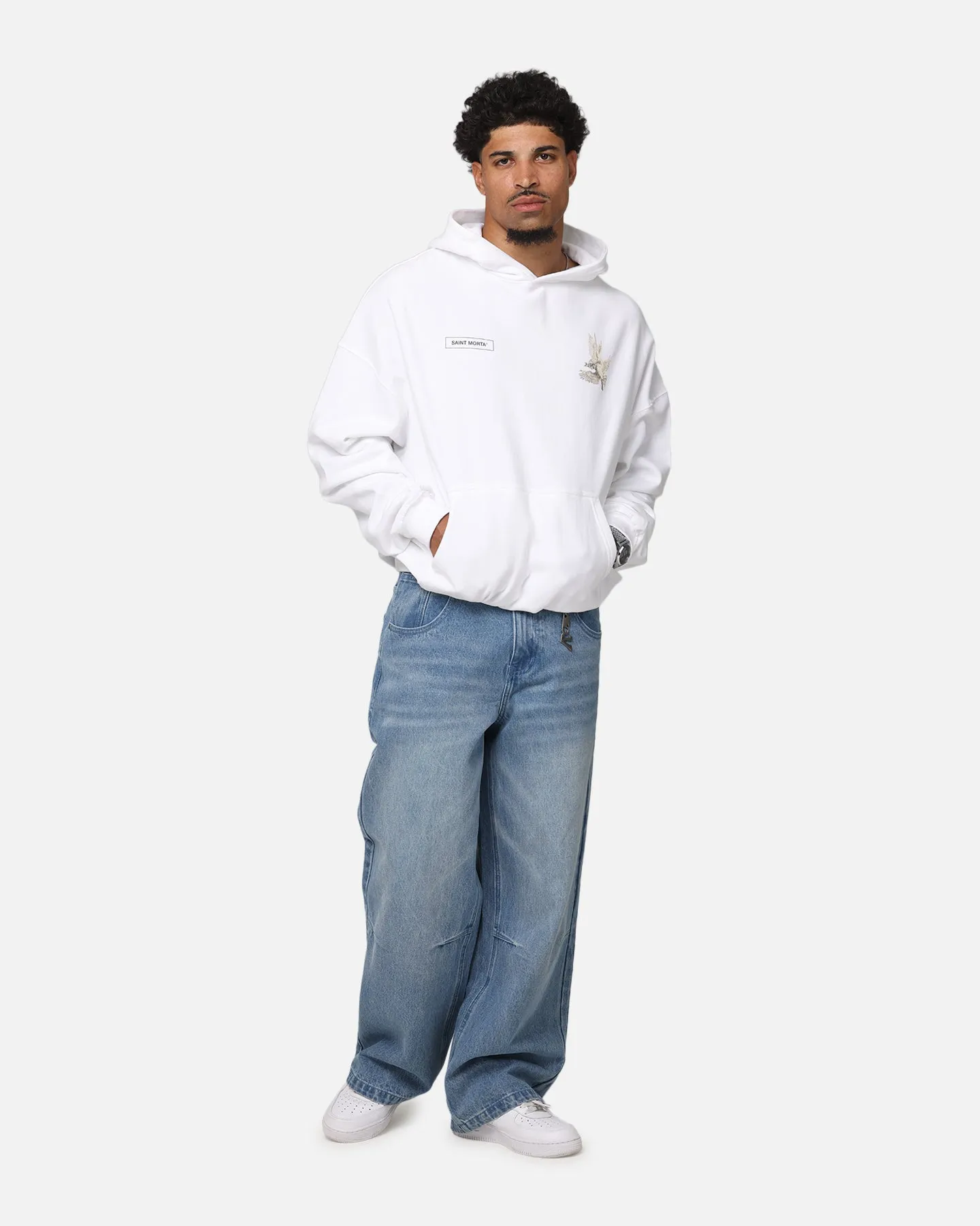 Saint Morta Tauben Vintage Hoodie Weiß