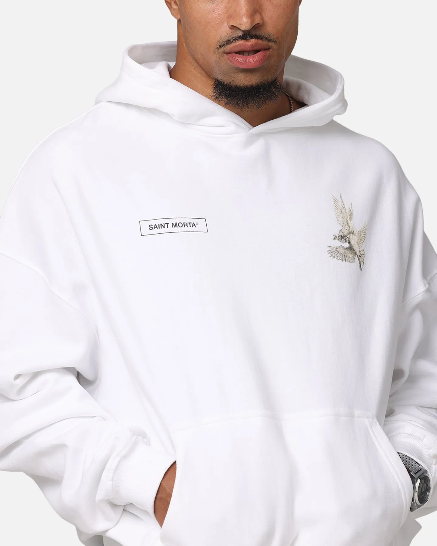 Saint Morta Tauben Vintage Hoodie Weiß