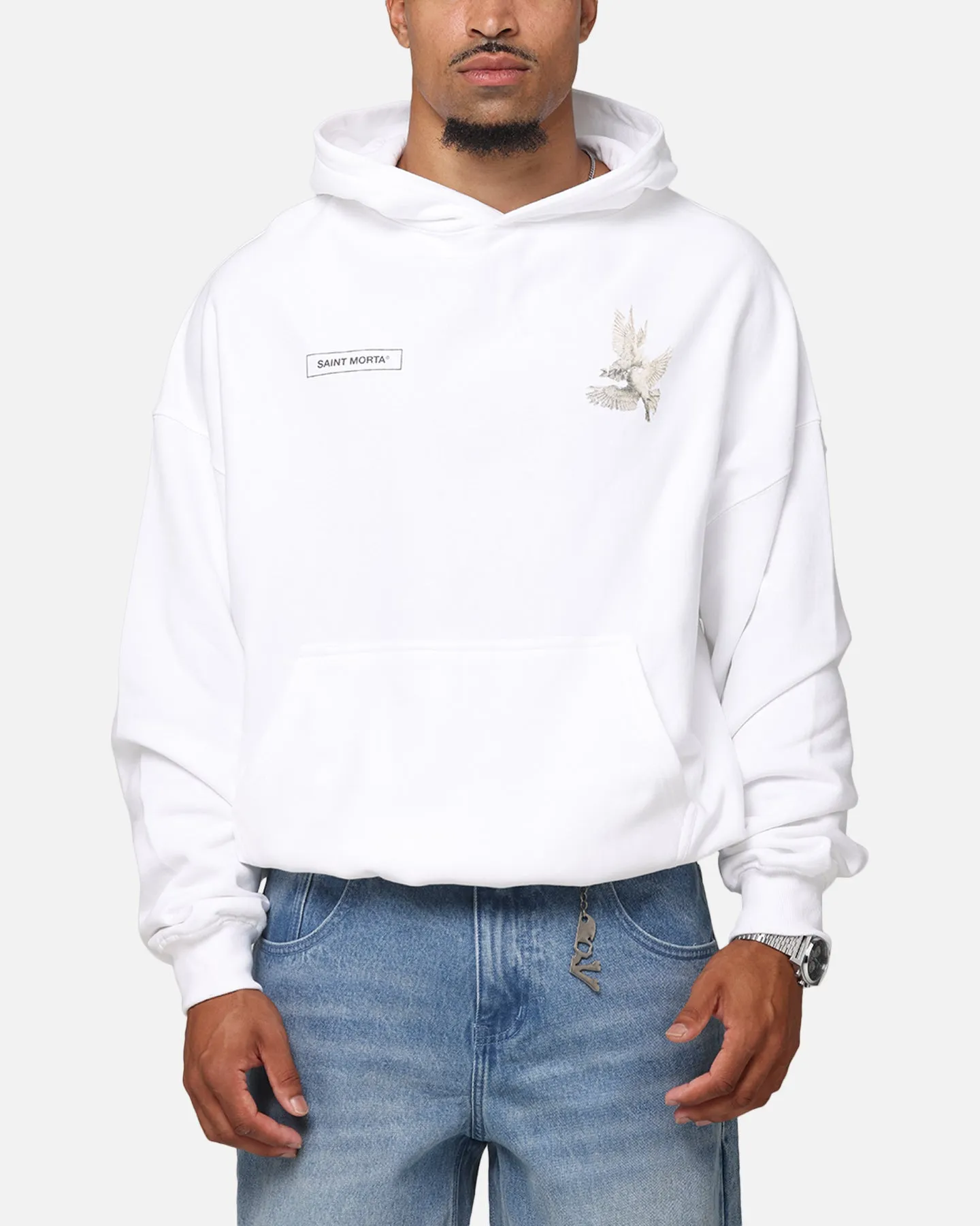 Saint Morta Tauben Vintage Hoodie Weiß
