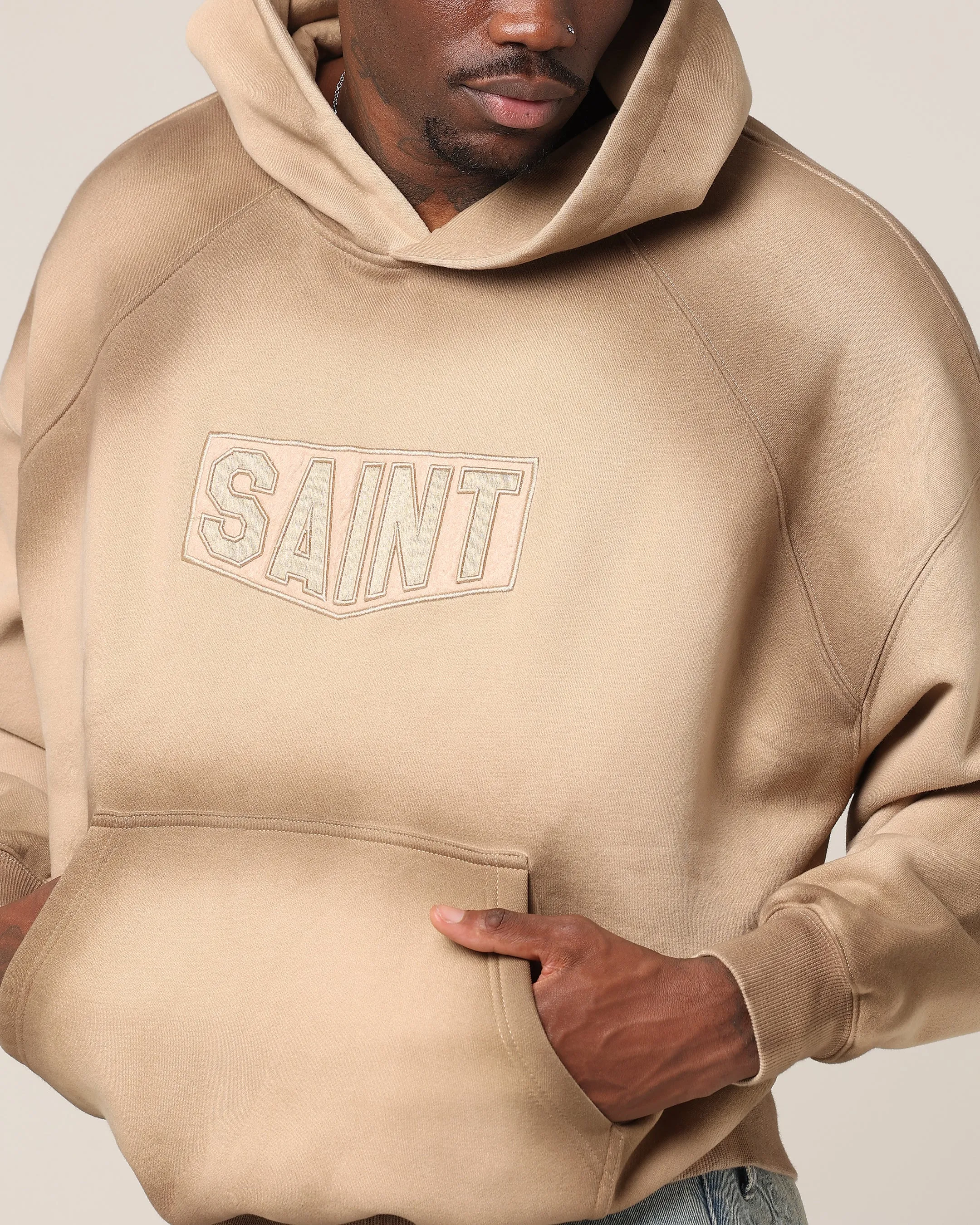 Saint Morta Verblasste Motor Kapuzenpullover Stein