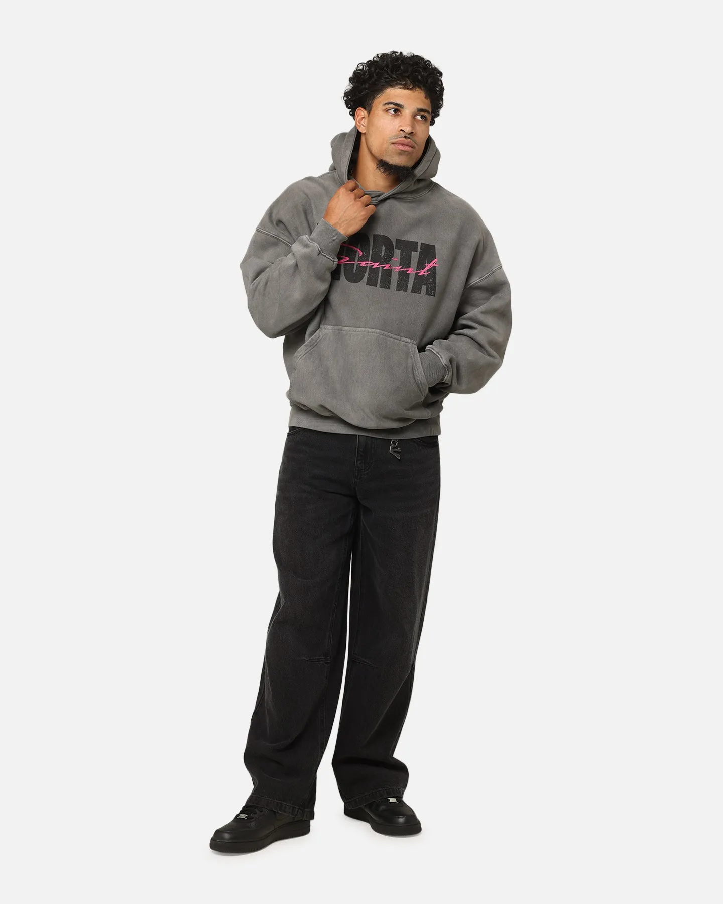Saint Morta Flux Boxy Hoodie Gewaschener Kohlenton