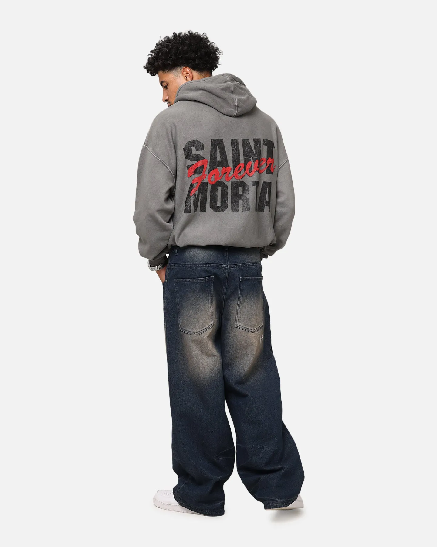 Saint Morta Forever Boxy Hoodie Gewaschener Kohlenton