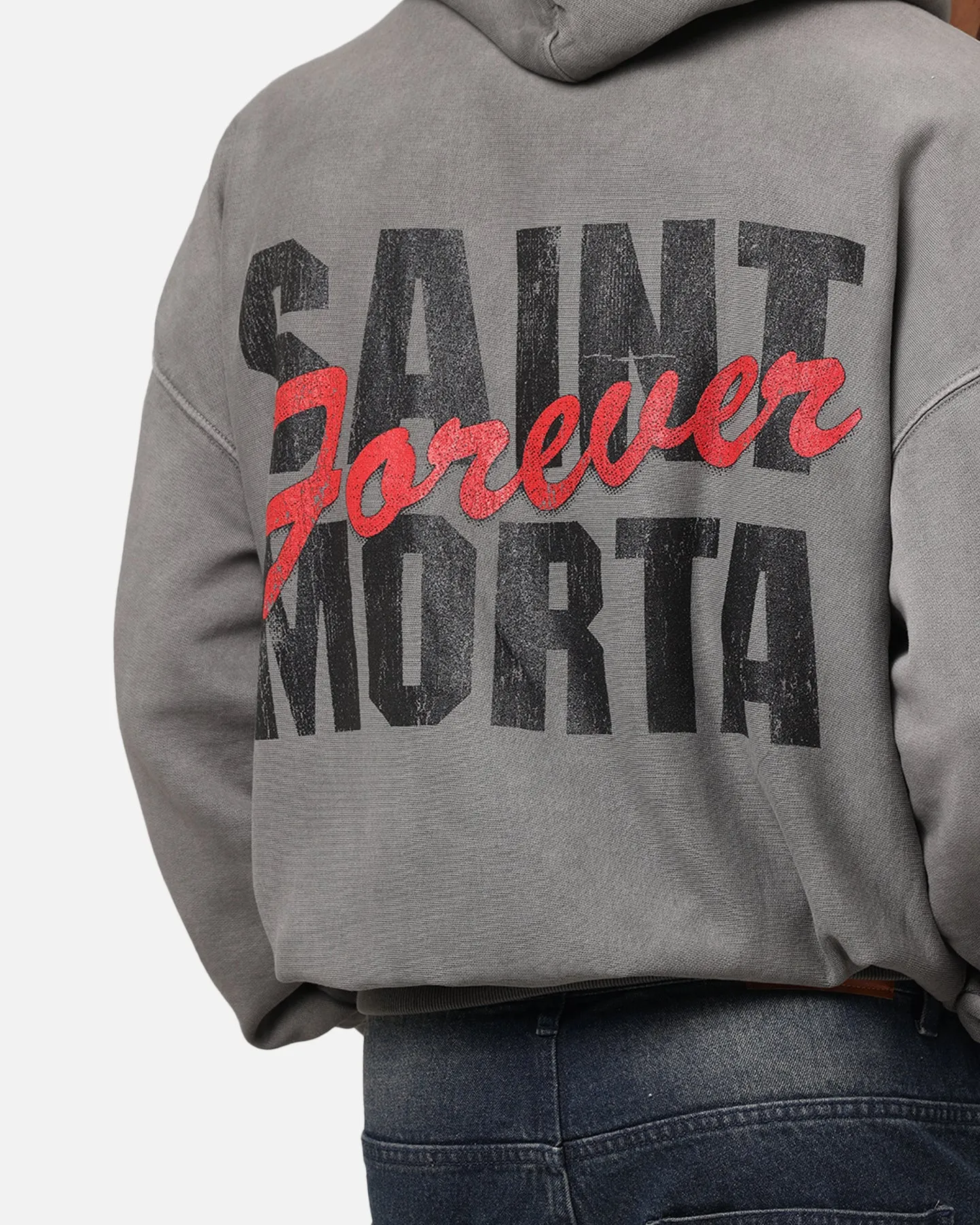 Saint Morta Forever Boxy Hoodie Gewaschener Kohlenton