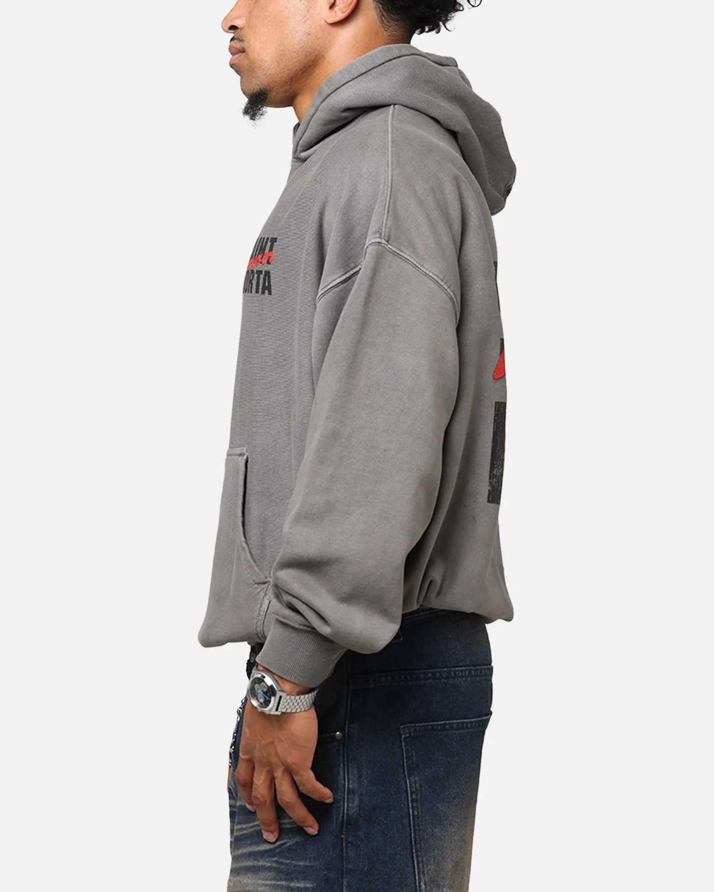 Saint Morta Forever Boxy Hoodie Gewaschener Kohlenton