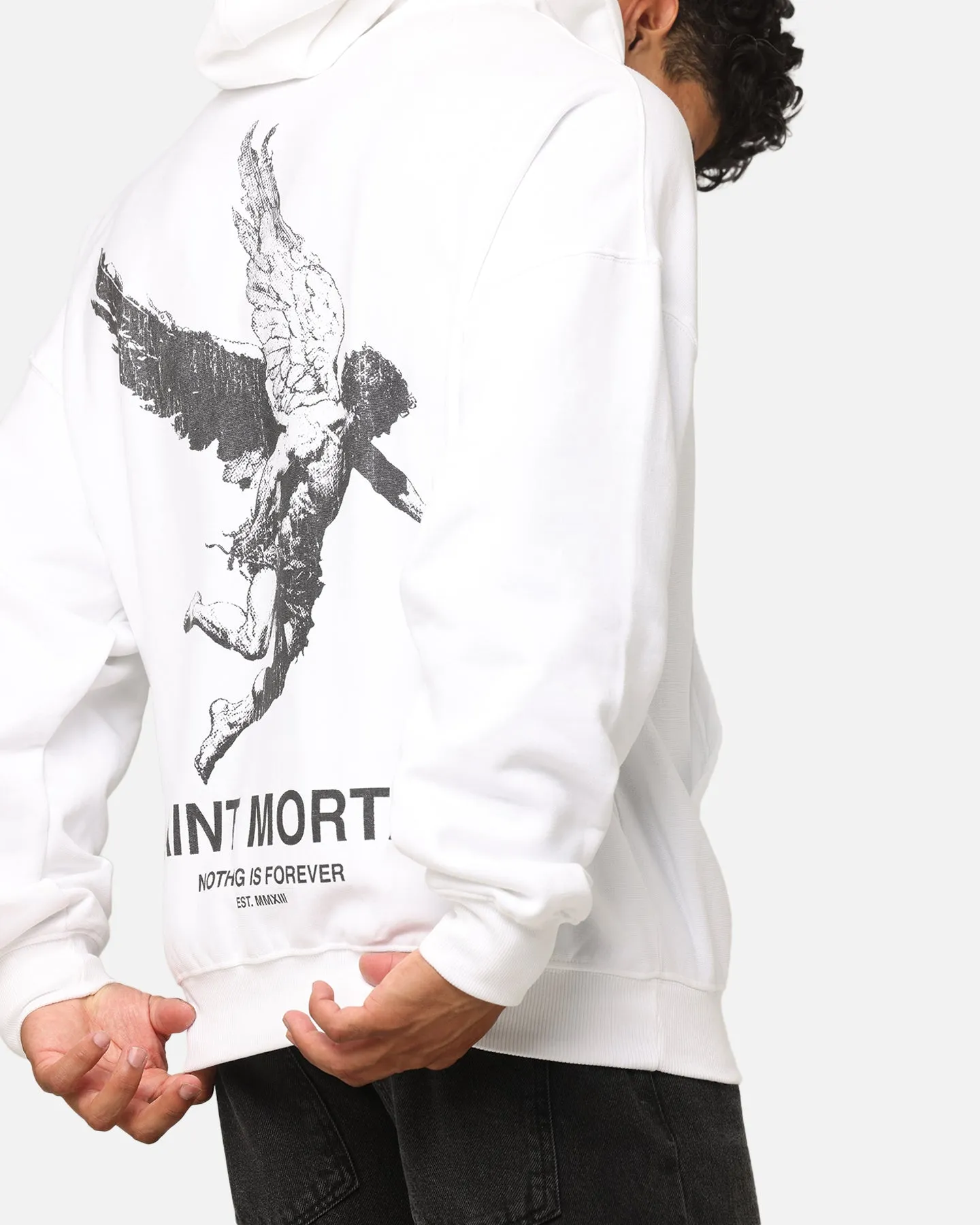Saint Morta Nichts ist für immer Boxy Hoodie Weiß/Schwarz