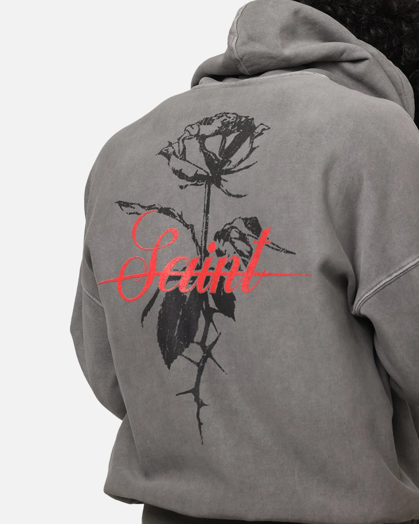 Saint Morta St Valentines Boxy Hoodie Gewaschener Kohlenton