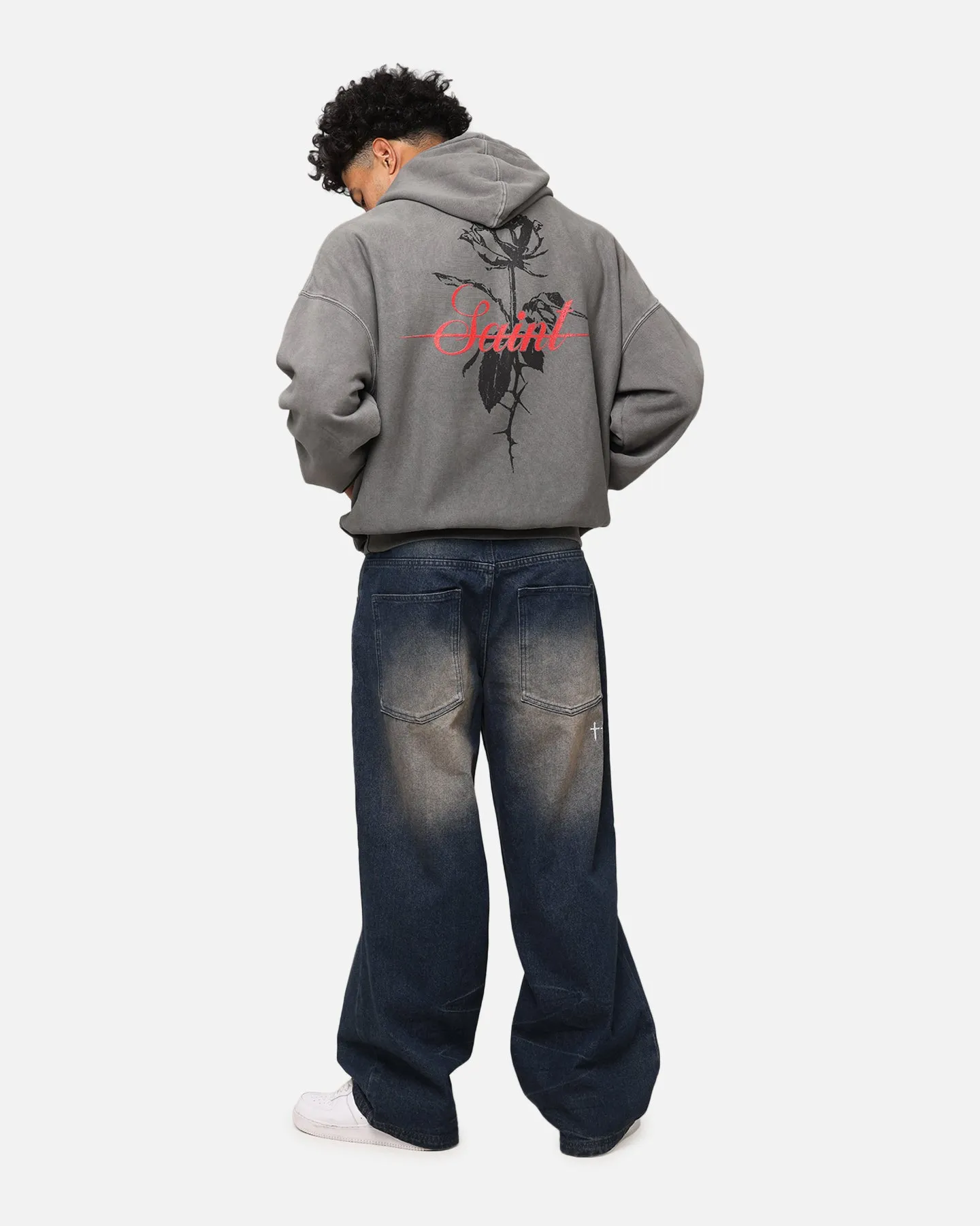 Saint Morta St Valentines Boxy Hoodie Gewaschener Kohlenton