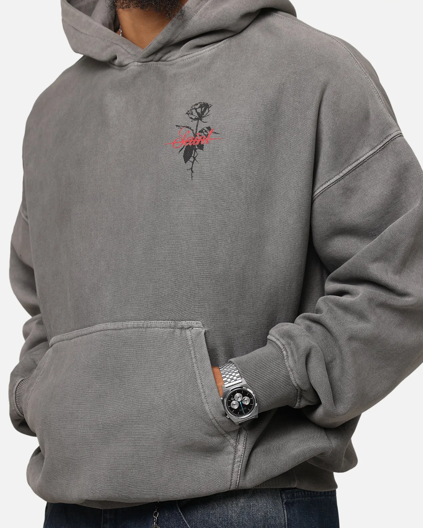 Saint Morta St Valentines Boxy Hoodie Gewaschener Kohlenton