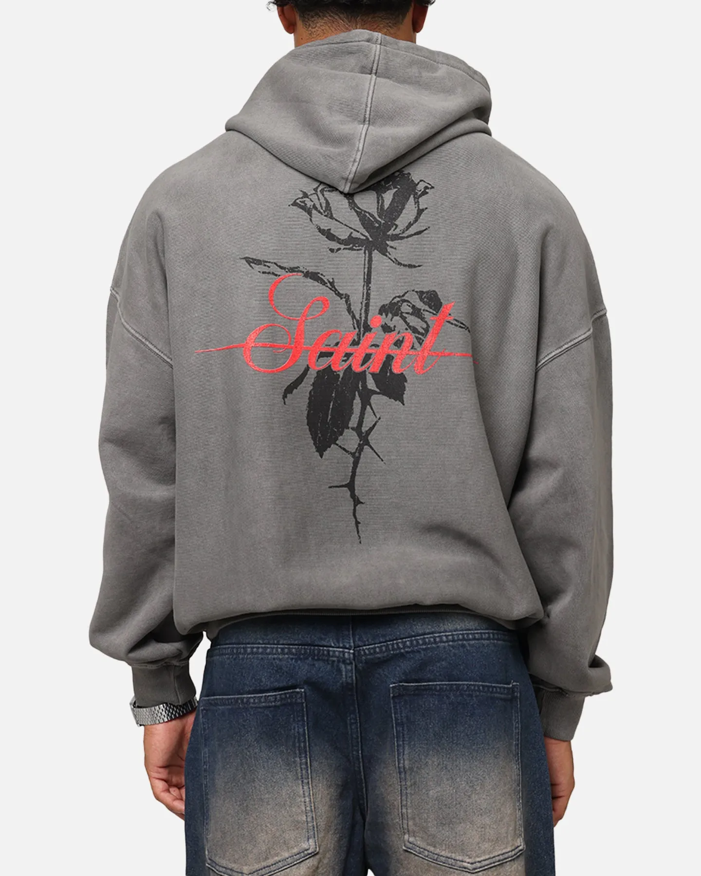 Saint Morta St Valentines Boxy Hoodie Gewaschener Kohlenton