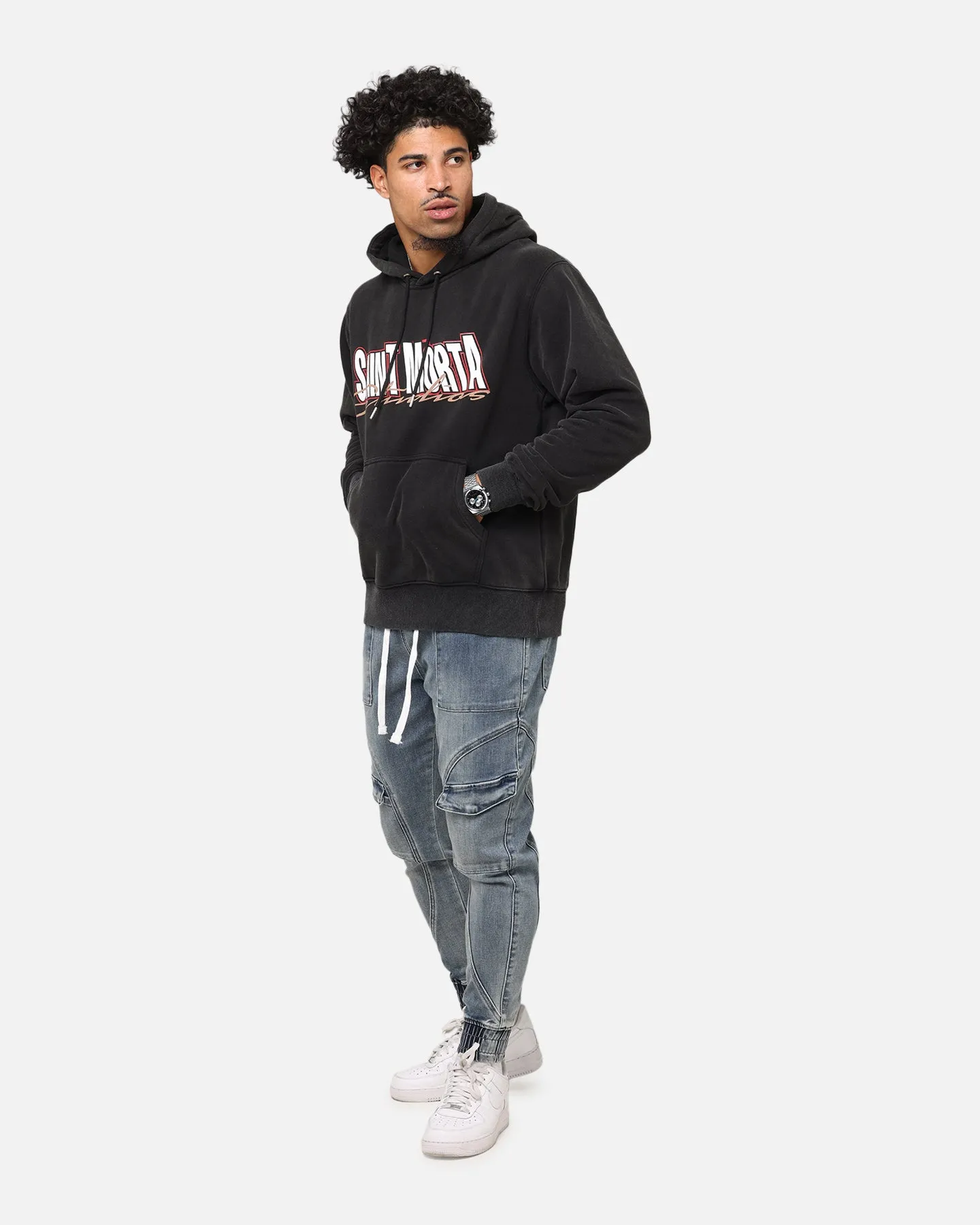 Saint Morta Studios Boxy Hoodie Vintage Schwarz