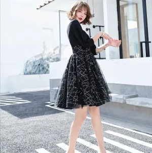 Sexy V-Ausschnitt Kurzarm-Minikleid Damen