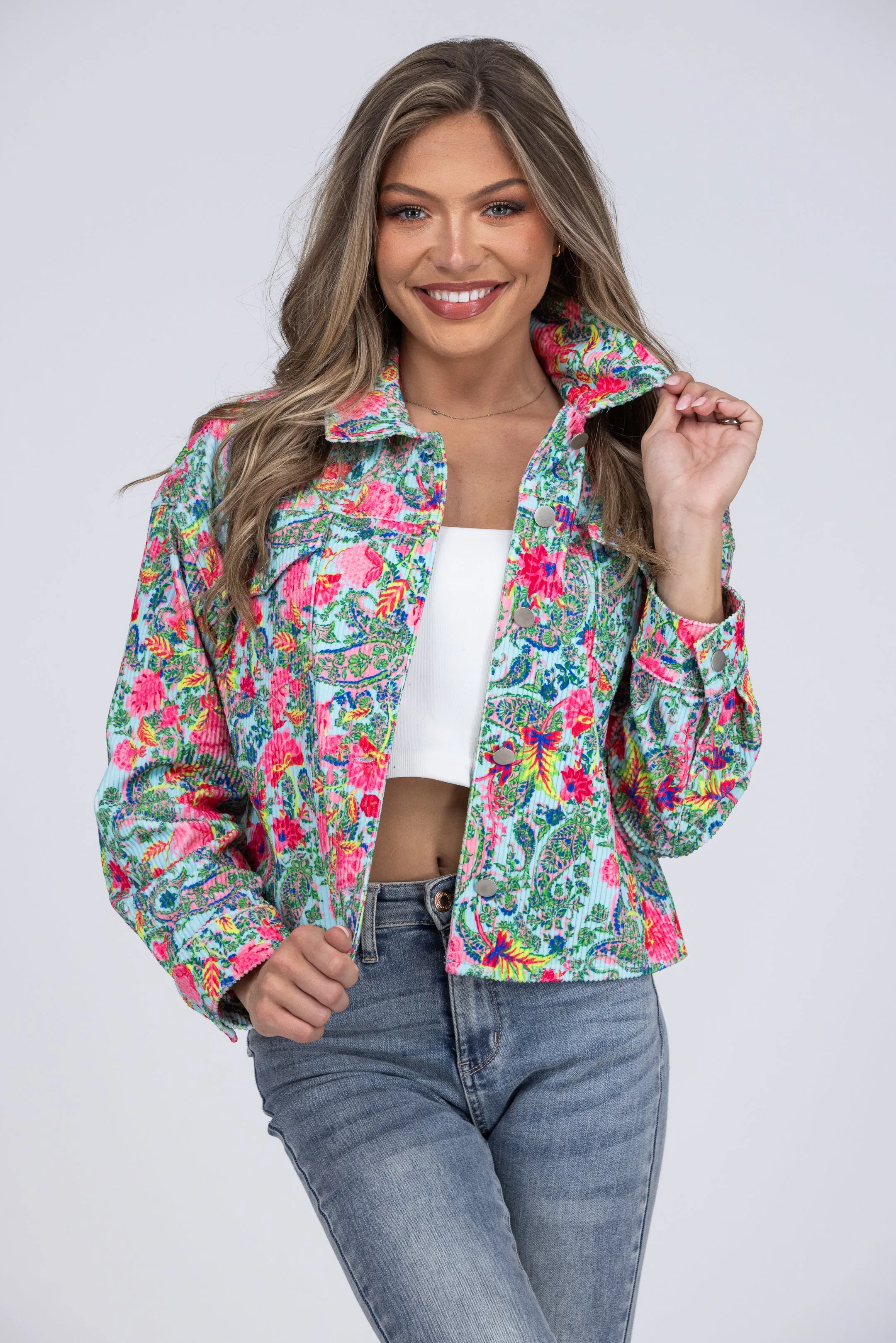 Zeigen Sie es her Damen gemusterte Jacke