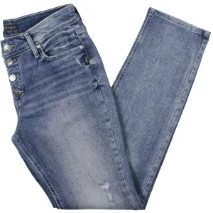 Silver Jeans Co. Damen Verwaschene Denim Jeans mit Geradem Bein