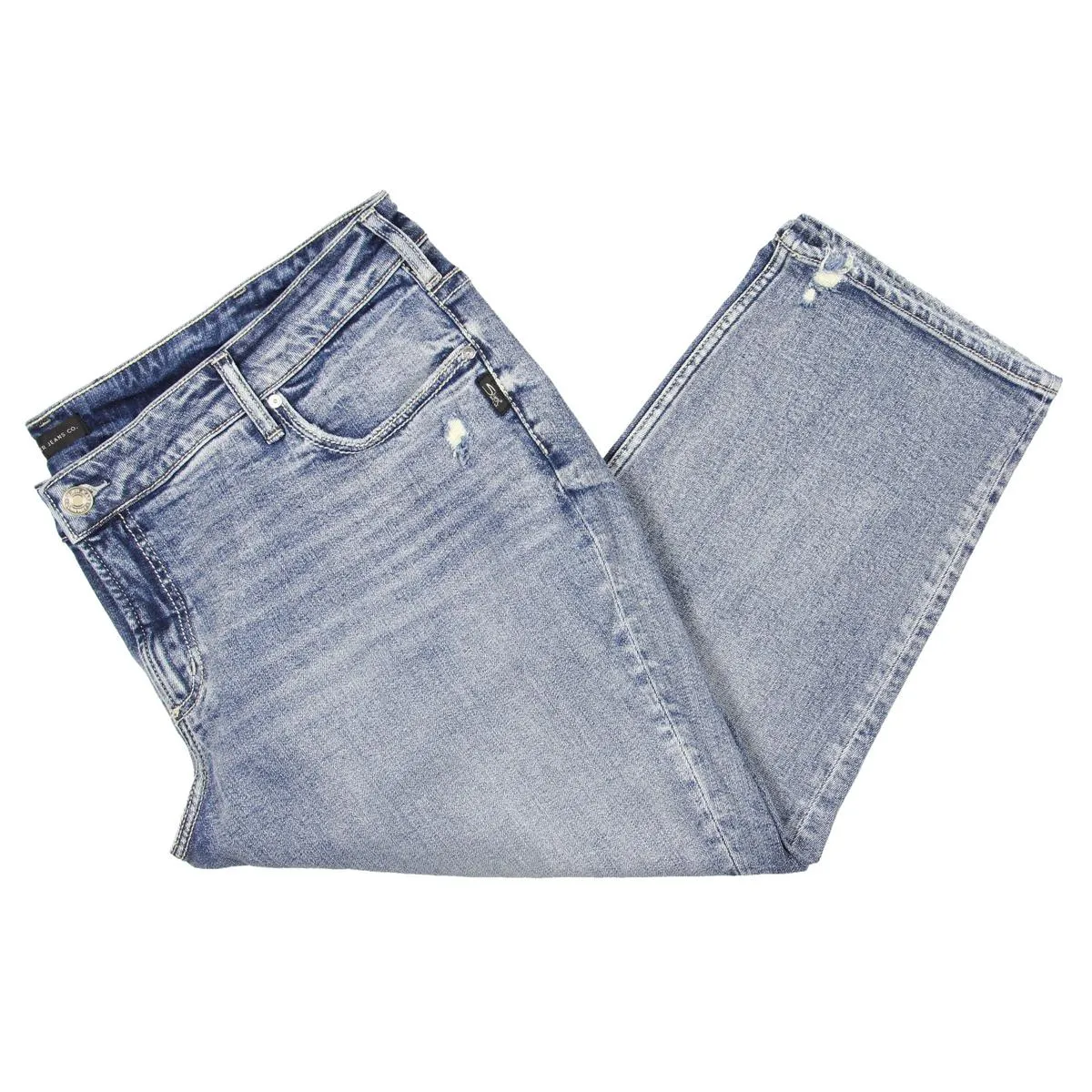 Silver Jeans Co. Damen Plus Verwaschene Denim Capri-Hose