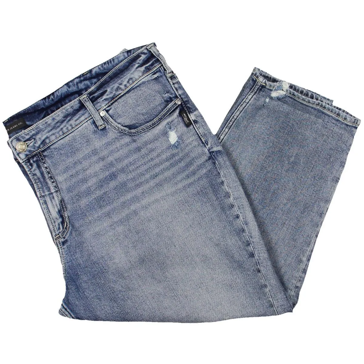 Silver Jeans Co. Damen Plus Verwaschene Denim Capri-Hose