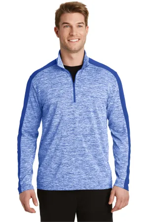 Sport-Tek Herren Electric Heather Feuchtigkeitstransportierendes 1/4-Zip Sweatshirt - True Royal Blue Electric/True Royal Blue