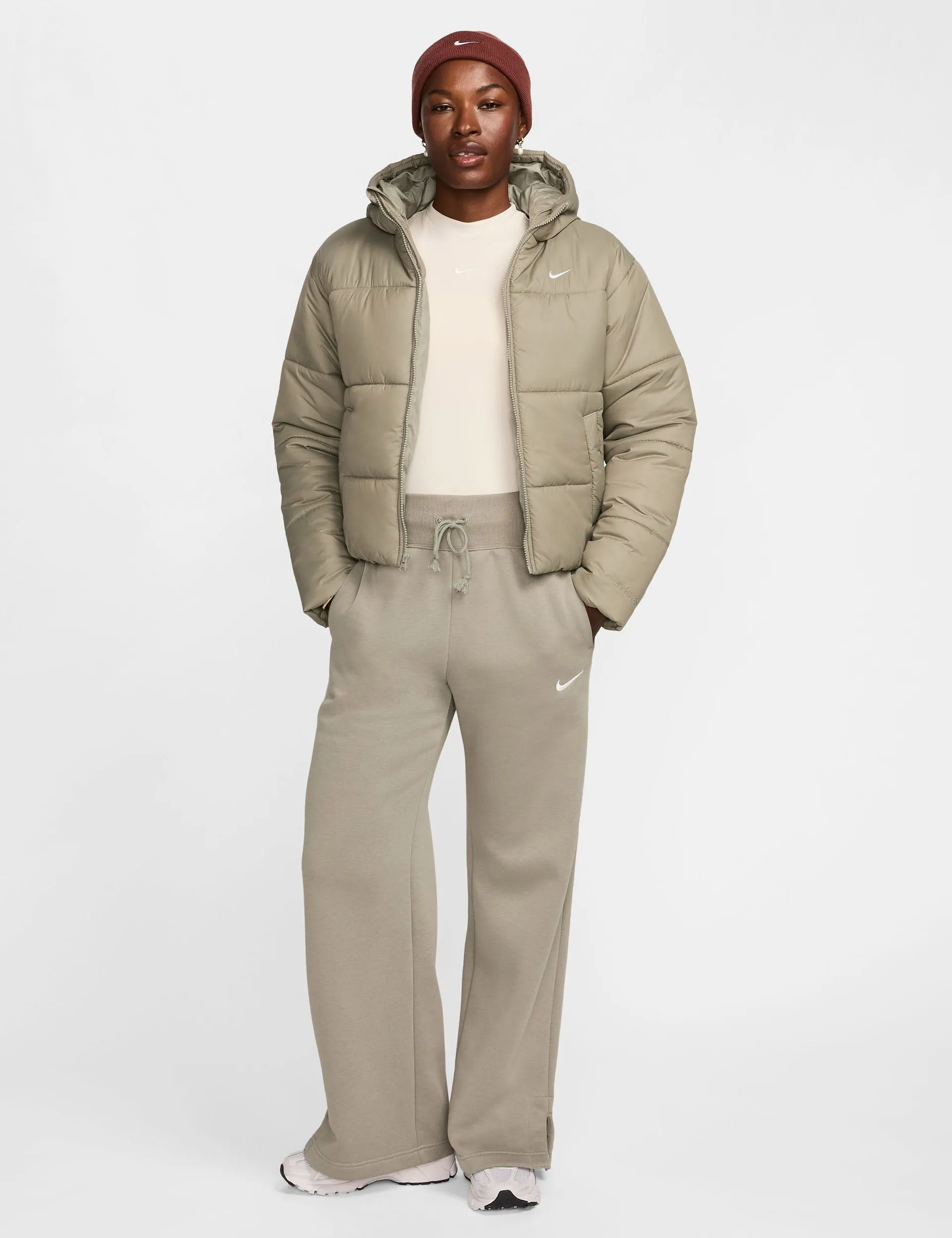 Sportswear Klassische Therma-Fit Daunenjacke mit Kapuze - Hell Army/Weiß