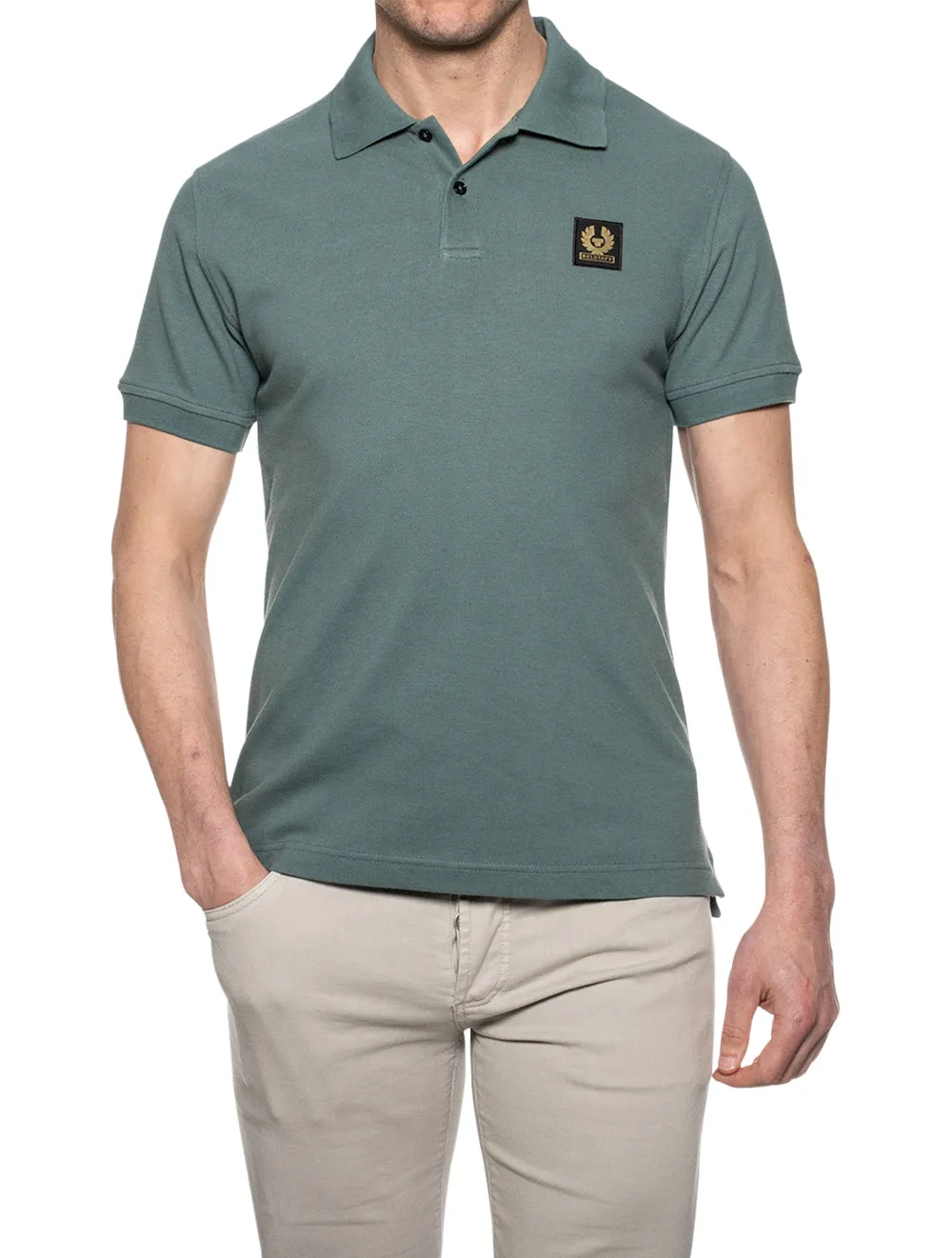 S/S Polo Mit Aufnäher Verblasstes Petrol