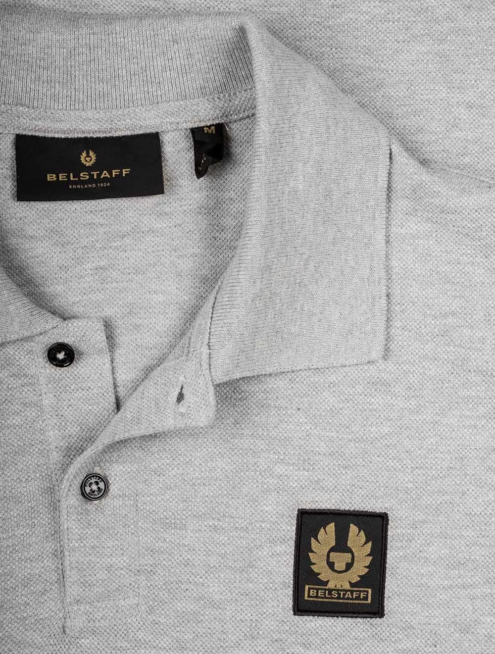 S/S Polo mit Aufnäher Grau Melange