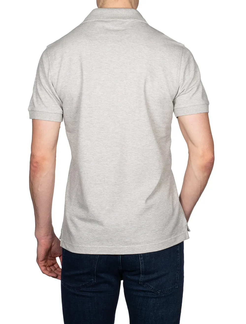 S/S Polo mit Aufnäher Grau Melange