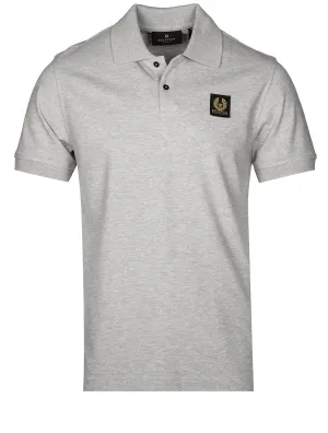 S/S Polo mit Aufnäher Grau Melange