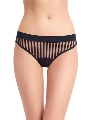 Schwarzes Mesh-Streifen-Tanga-Höschen