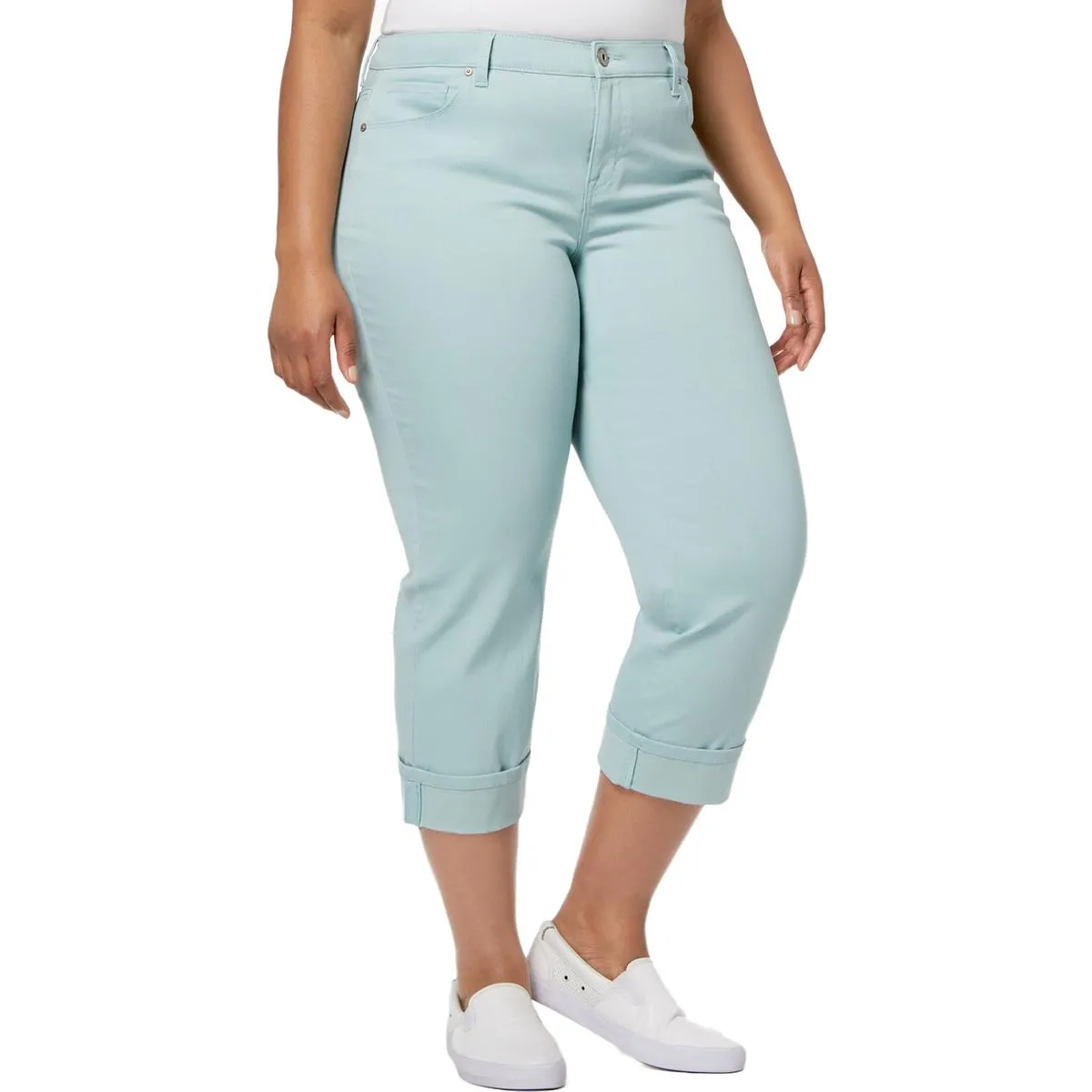 Style & Co. Damen Plus Capri-Jeans mit Umschlag und mittelhoher Taille