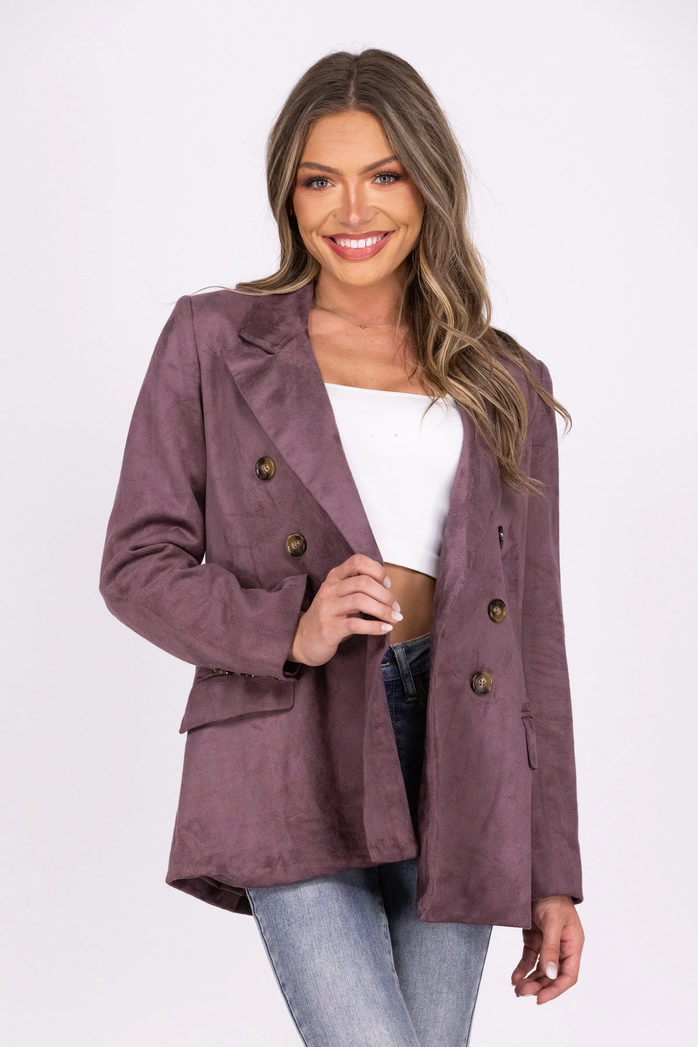Suede To Do Business With You Damen Blazer mit Knöpfen *Endgültiger Verkauf*