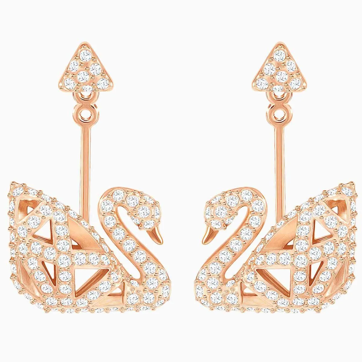 Swarovski Schmuck Swarovski Damen Ohrringe - Facet Schwan Kristalle Pave Roségold Stecker | 5358058