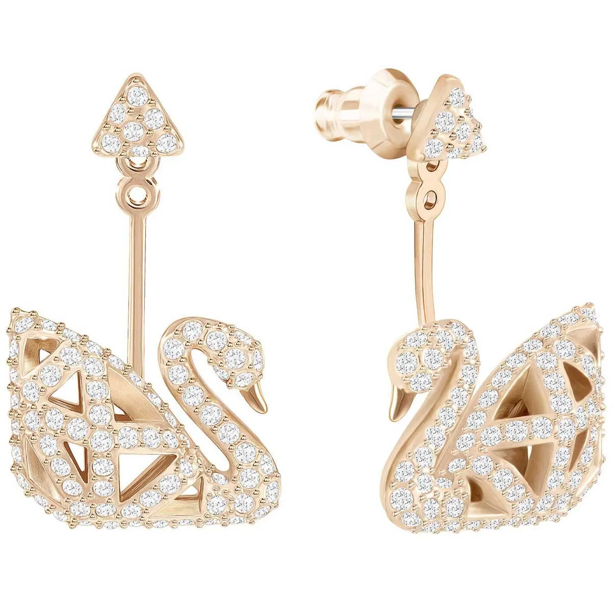 Swarovski Schmuck Swarovski Damen Ohrringe - Facet Schwan Kristalle Pave Roségold Stecker | 5358058