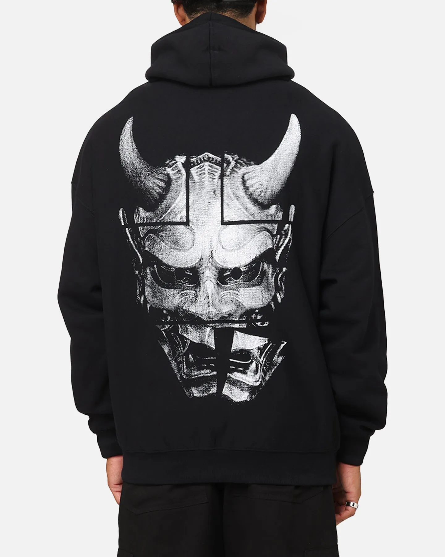 Die Anti-Order-Oni-Maske Boxy-Hoodie Schwarz