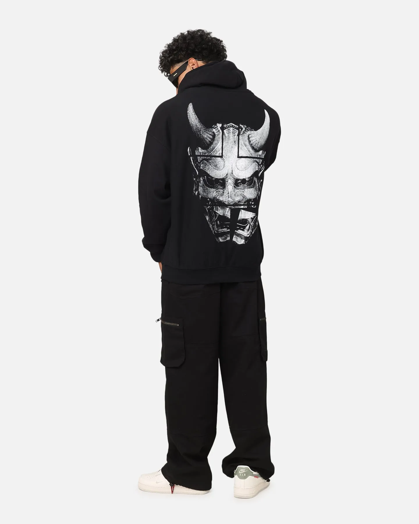 Die Anti-Order-Oni-Maske Boxy-Hoodie Schwarz