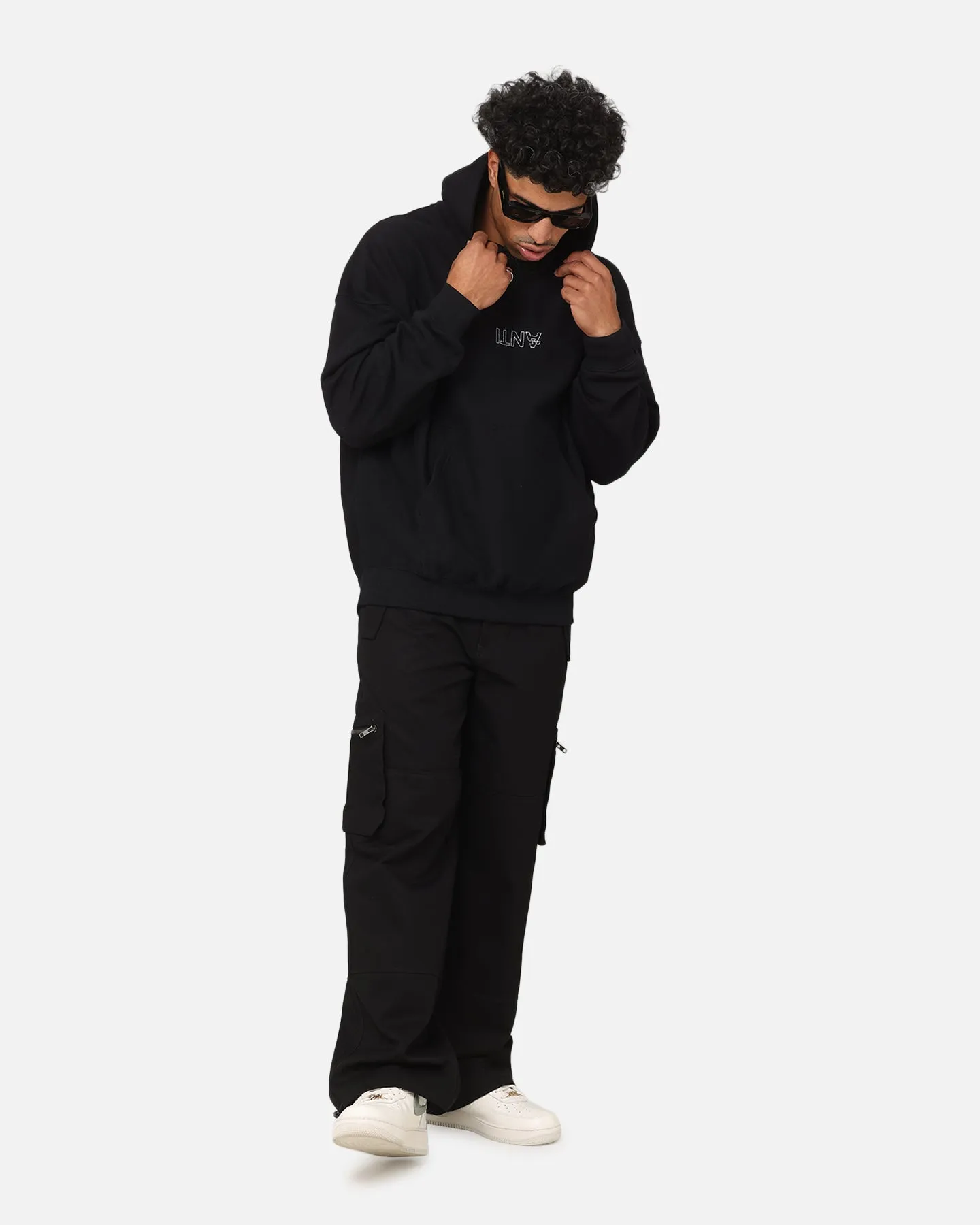 Die Anti-Order-Oni-Maske Boxy-Hoodie Schwarz