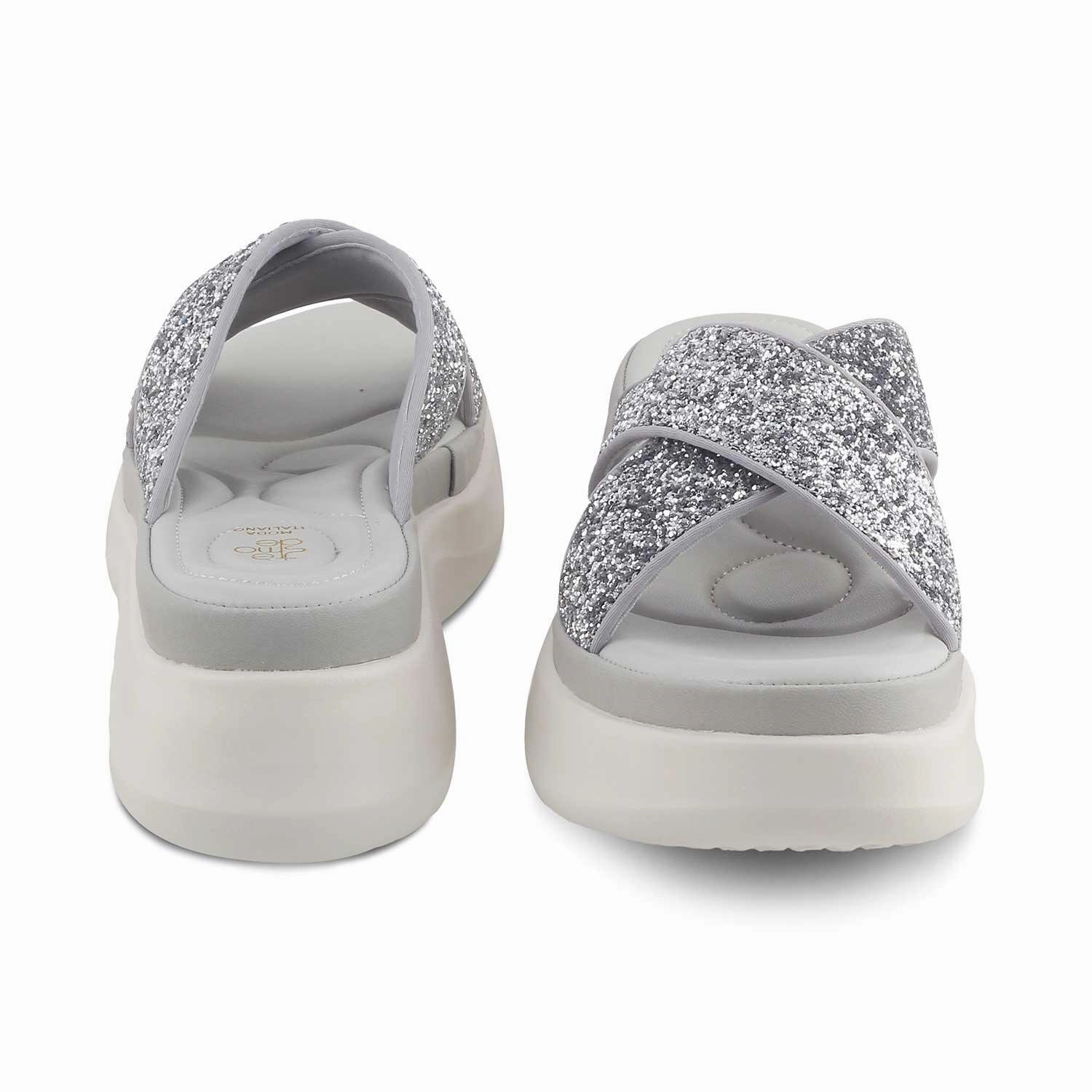 The Arlon Silver Women's Dress Wedge Sandals Tresmode