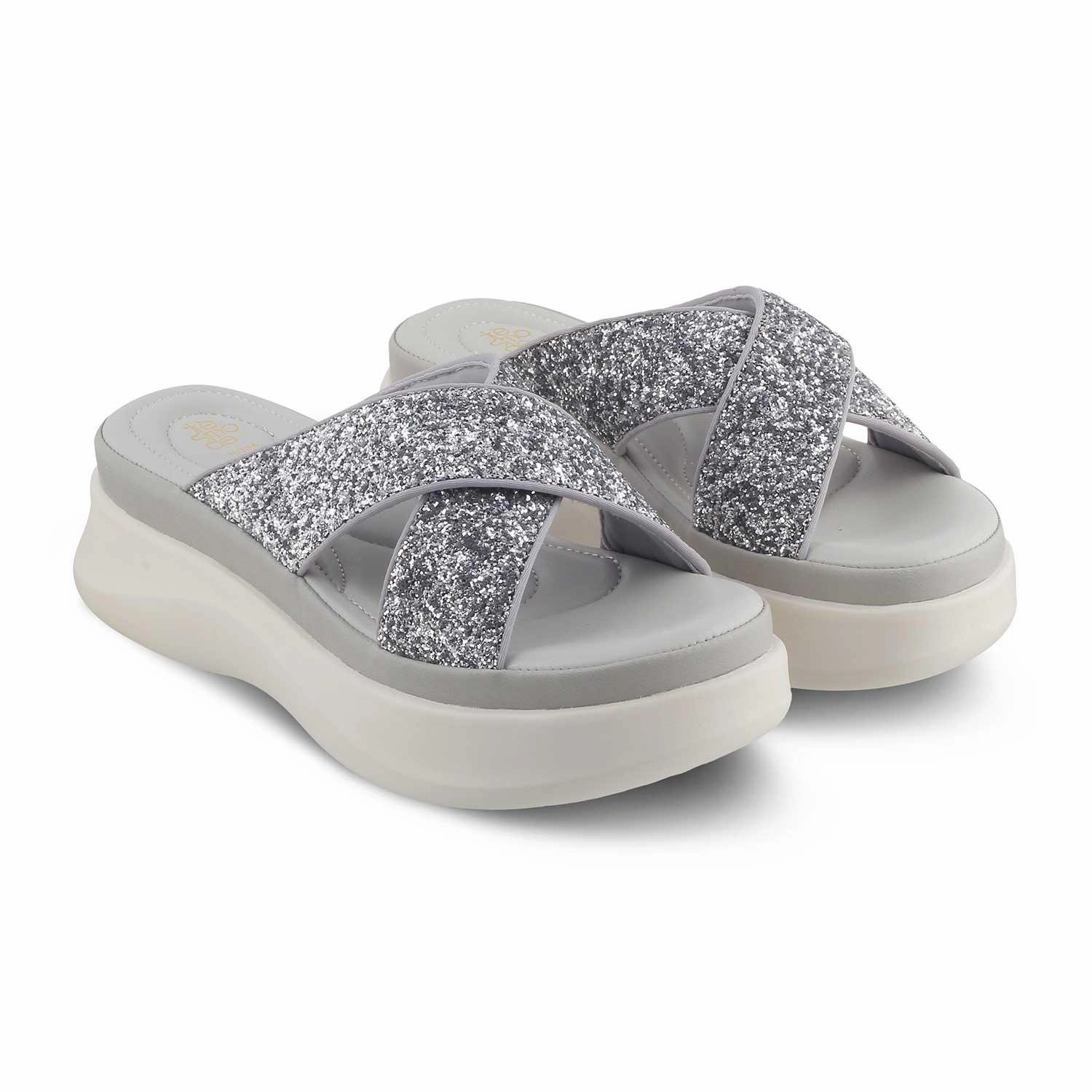 The Arlon Silver Women's Dress Wedge Sandals Tresmode
