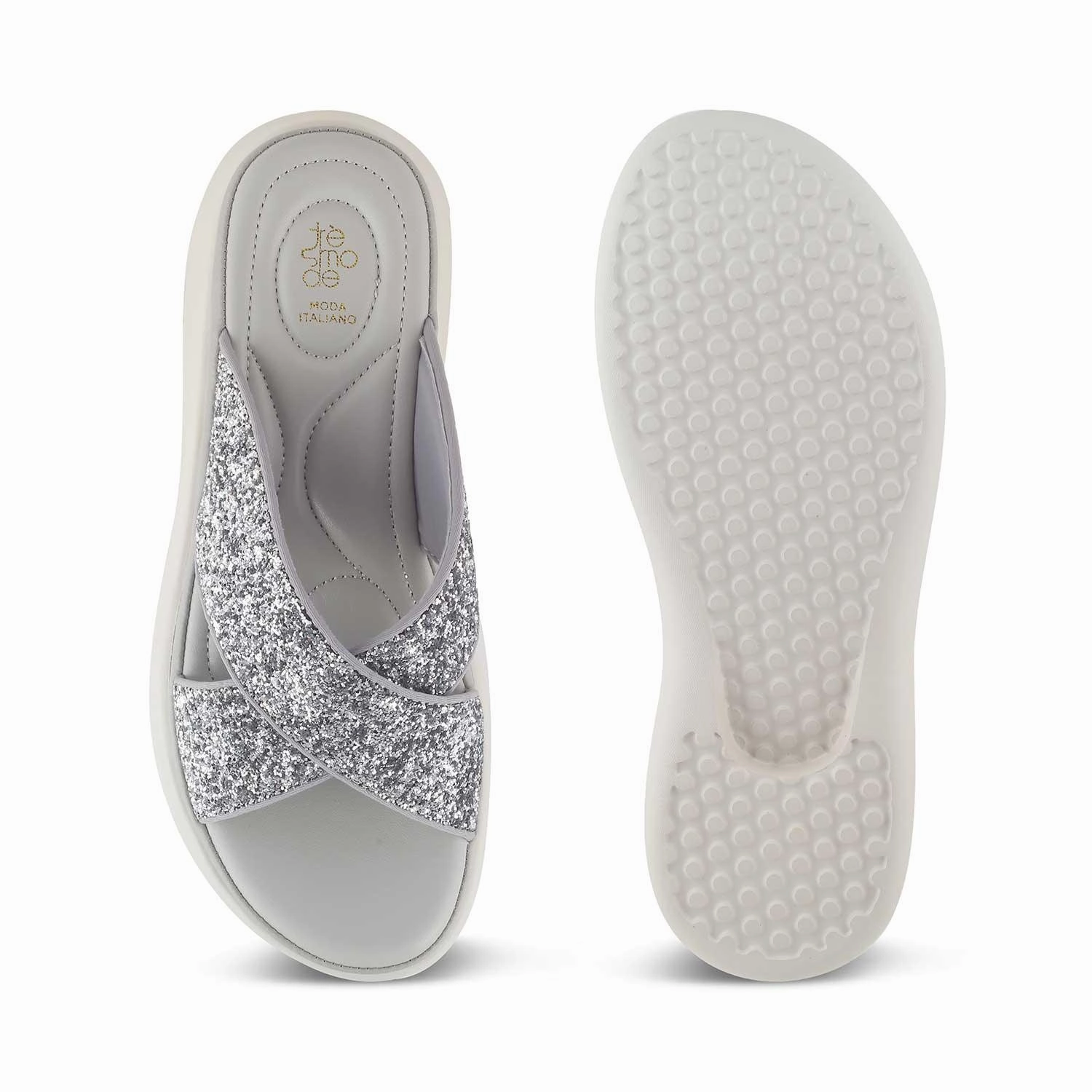 The Arlon Silver Women's Dress Wedge Sandals Tresmode