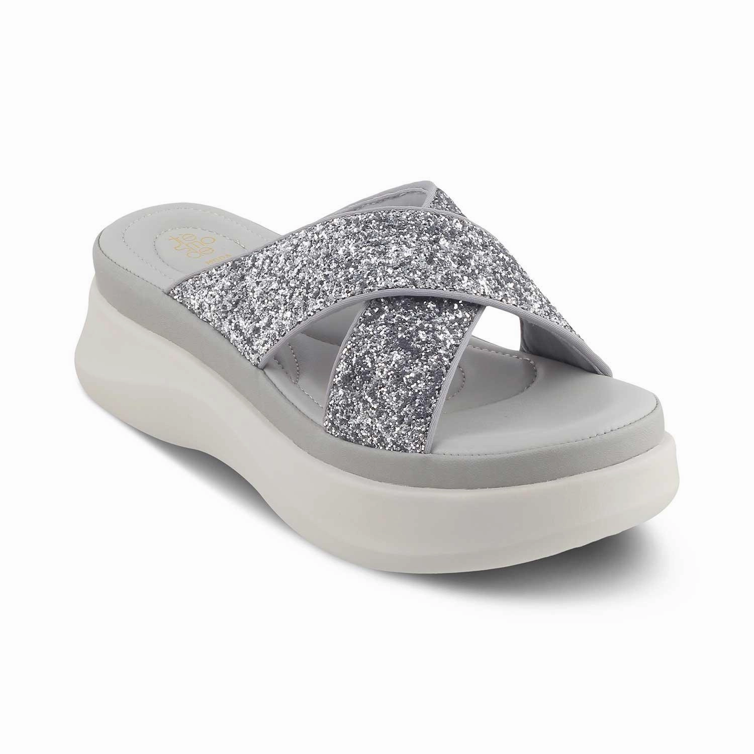 The Arlon Silver Women's Dress Wedge Sandals Tresmode