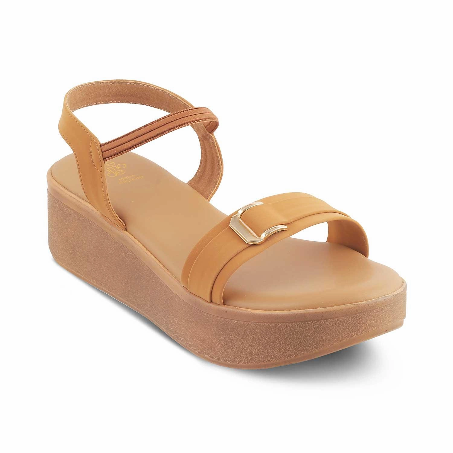 Die Caen Beige Damen Plateau Keil Sandalen Tresmode