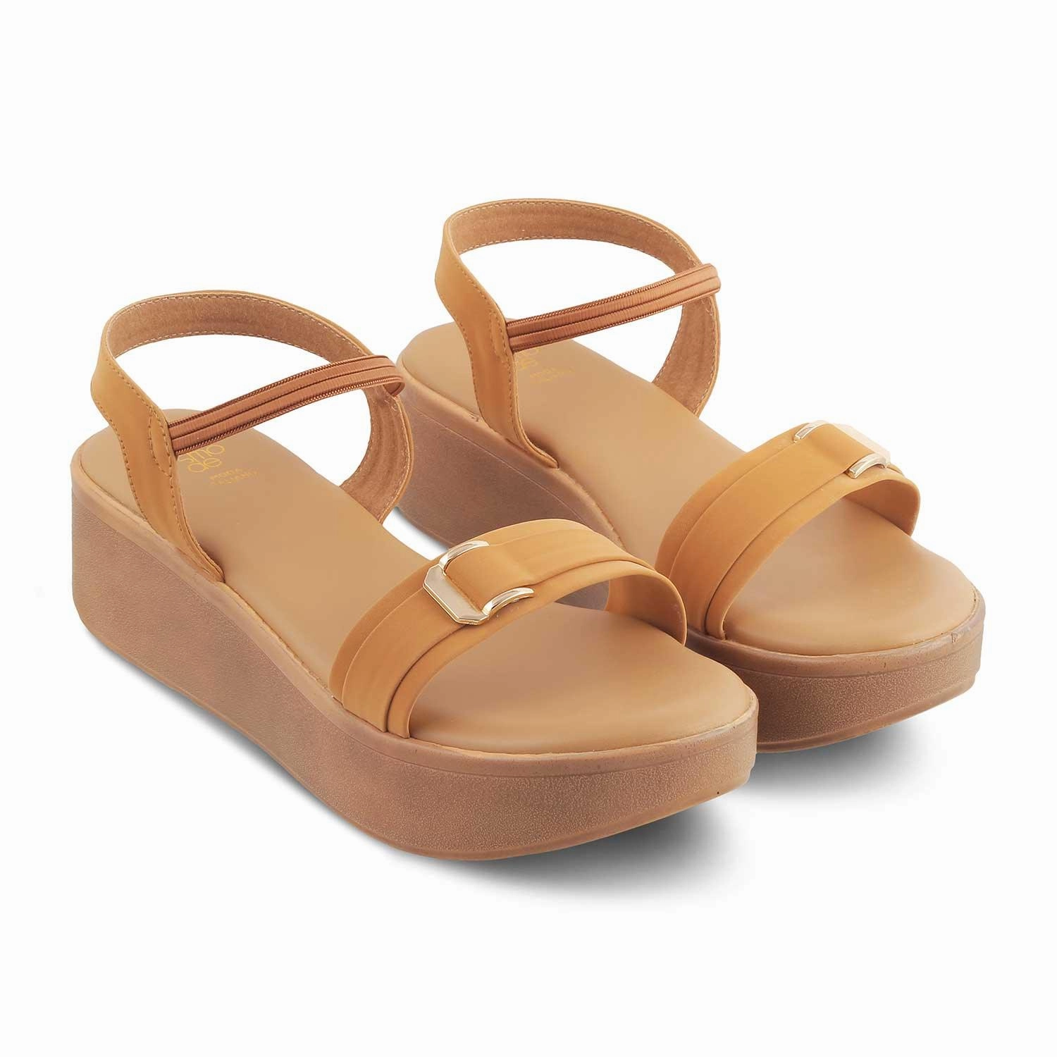 Die Caen Beige Damen Plateau Keil Sandalen Tresmode