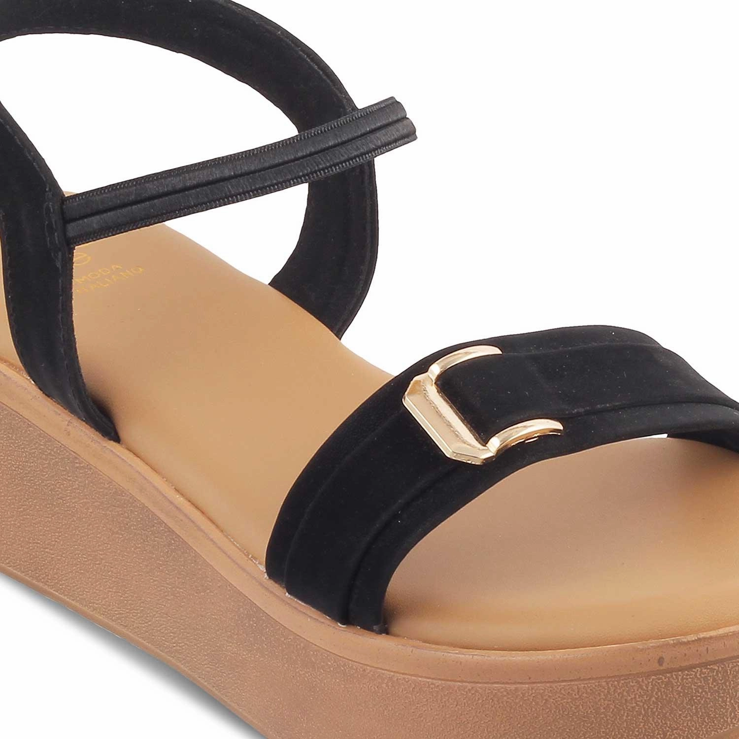 Die Caen Plateausandalen mit Keilabsatz für Frauen in Schwarz von Tresmode