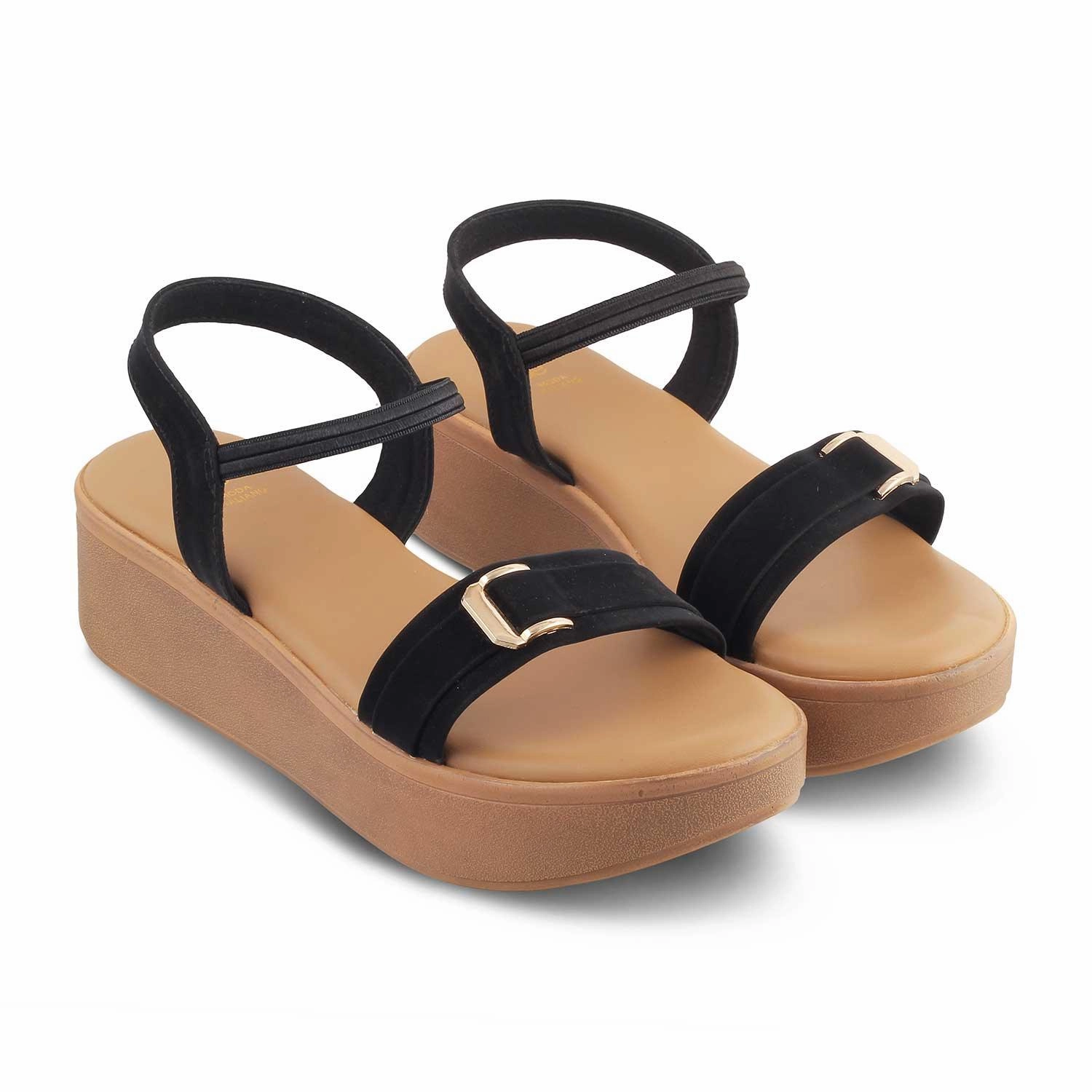 Die Caen Plateausandalen mit Keilabsatz für Frauen in Schwarz von Tresmode