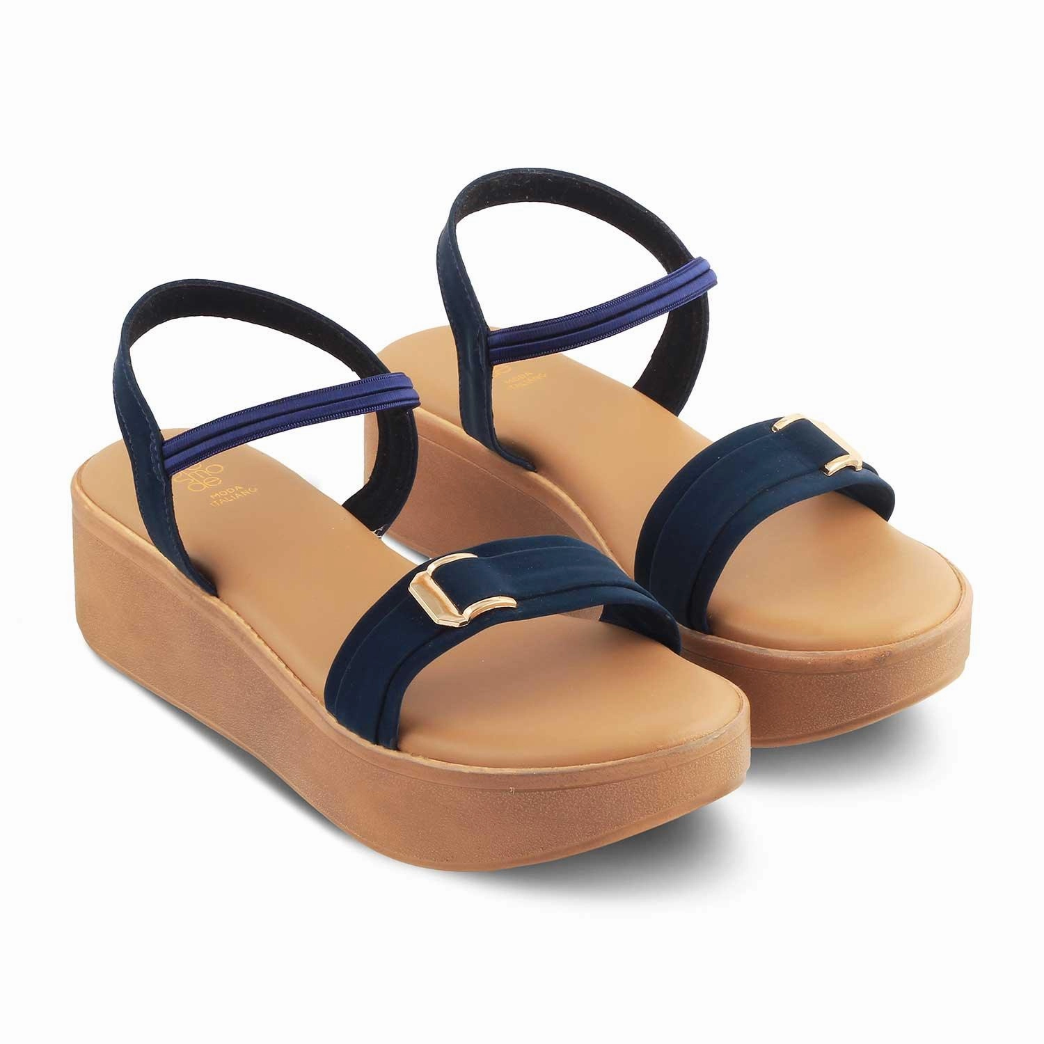 Die Caen Blue Damen Plateform Keil-Sandalen Tresmode