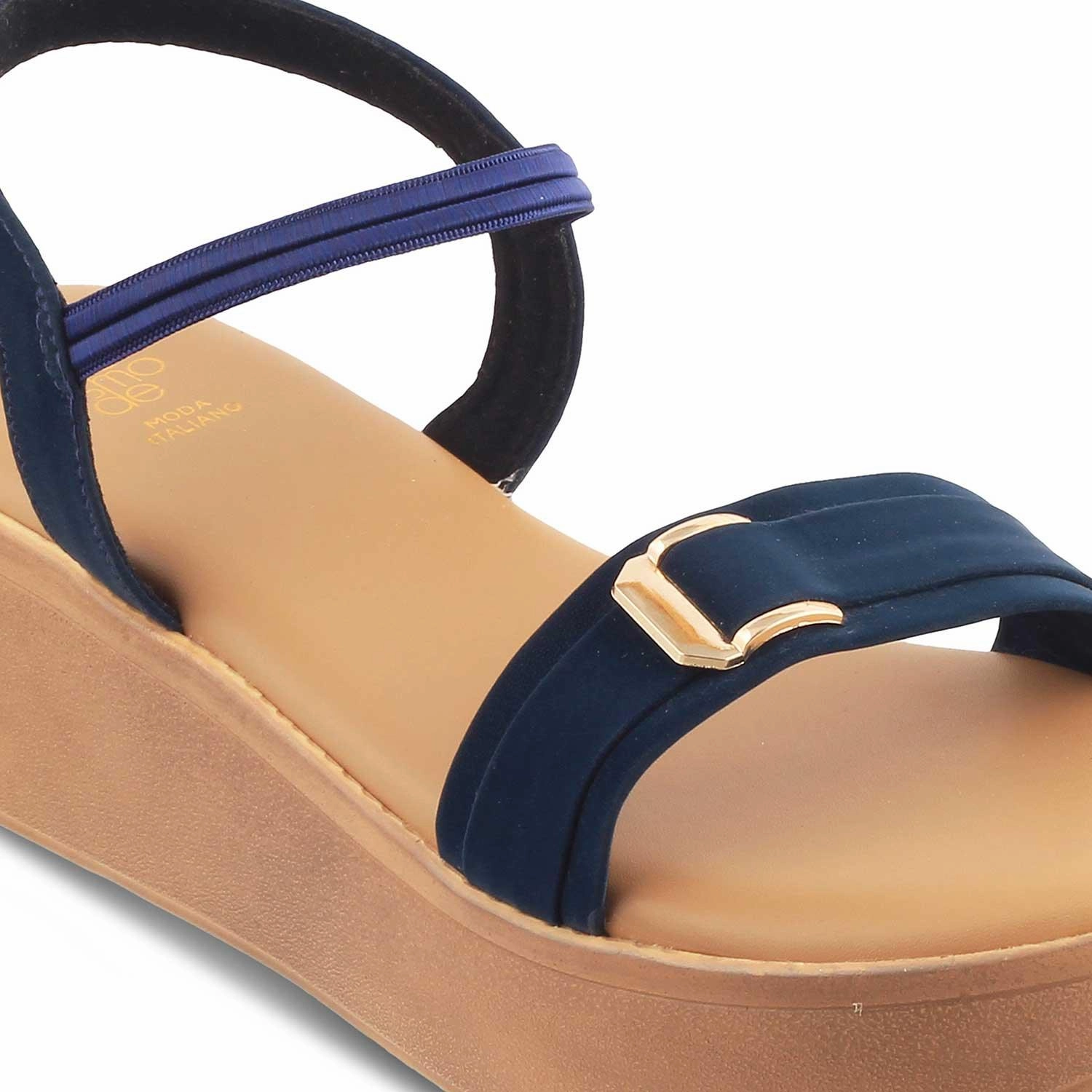 Die Caen Blue Damen Plateform Keil-Sandalen Tresmode