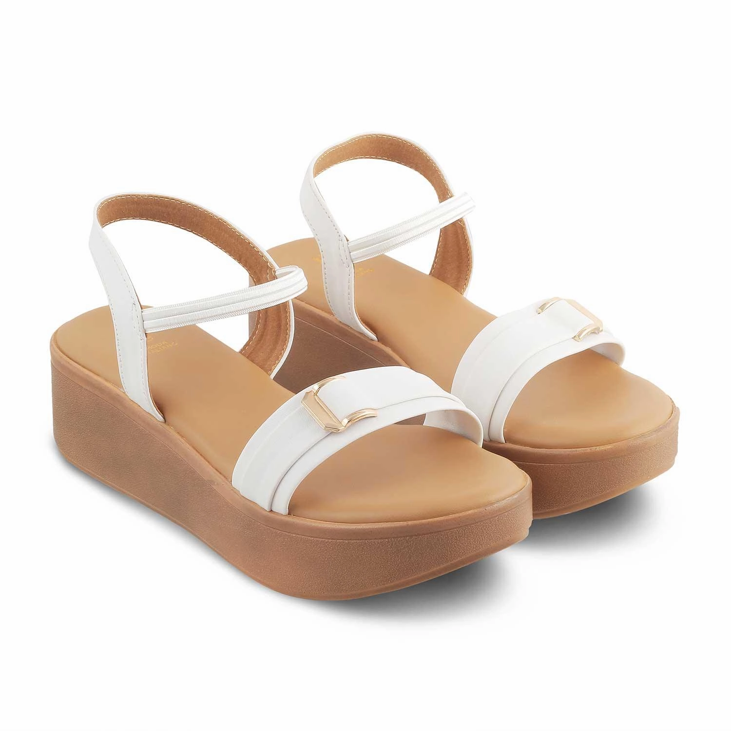 Die Caen Weiße Damen Plateau Keil Sandalen Tresmode