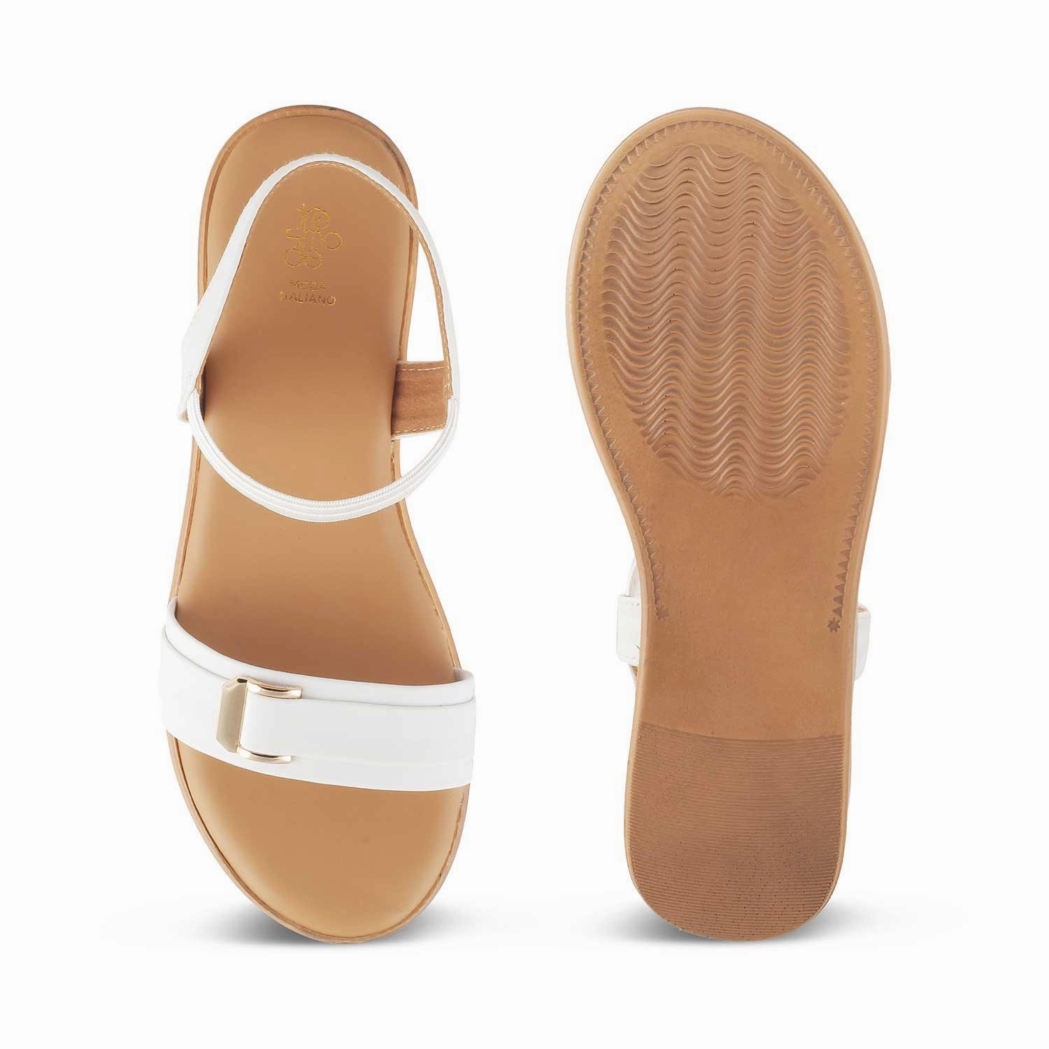 Die Caen Weiße Damen Plateau Keil Sandalen Tresmode