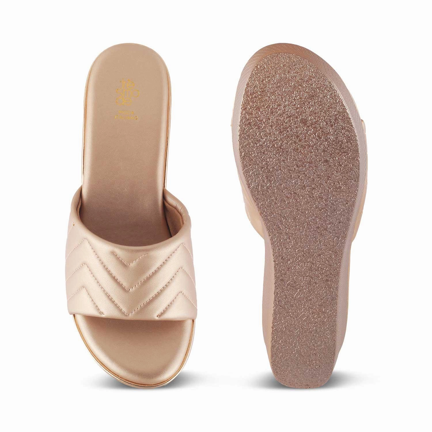 Die Coldege Champagne Damen Keilabsatz Sandalen Tresmode